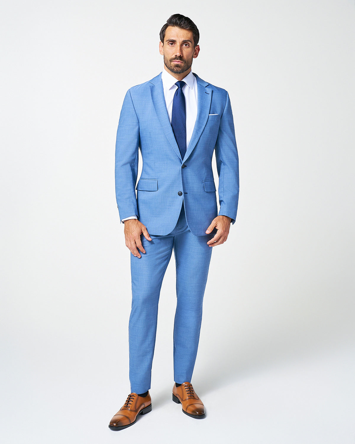 Athletic Fit Stretch Blazer - Heathered Light Blue