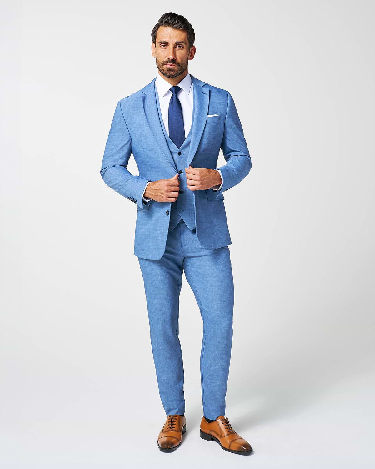 Athletic Fit Stretch Blazer - Heathered Light Blue