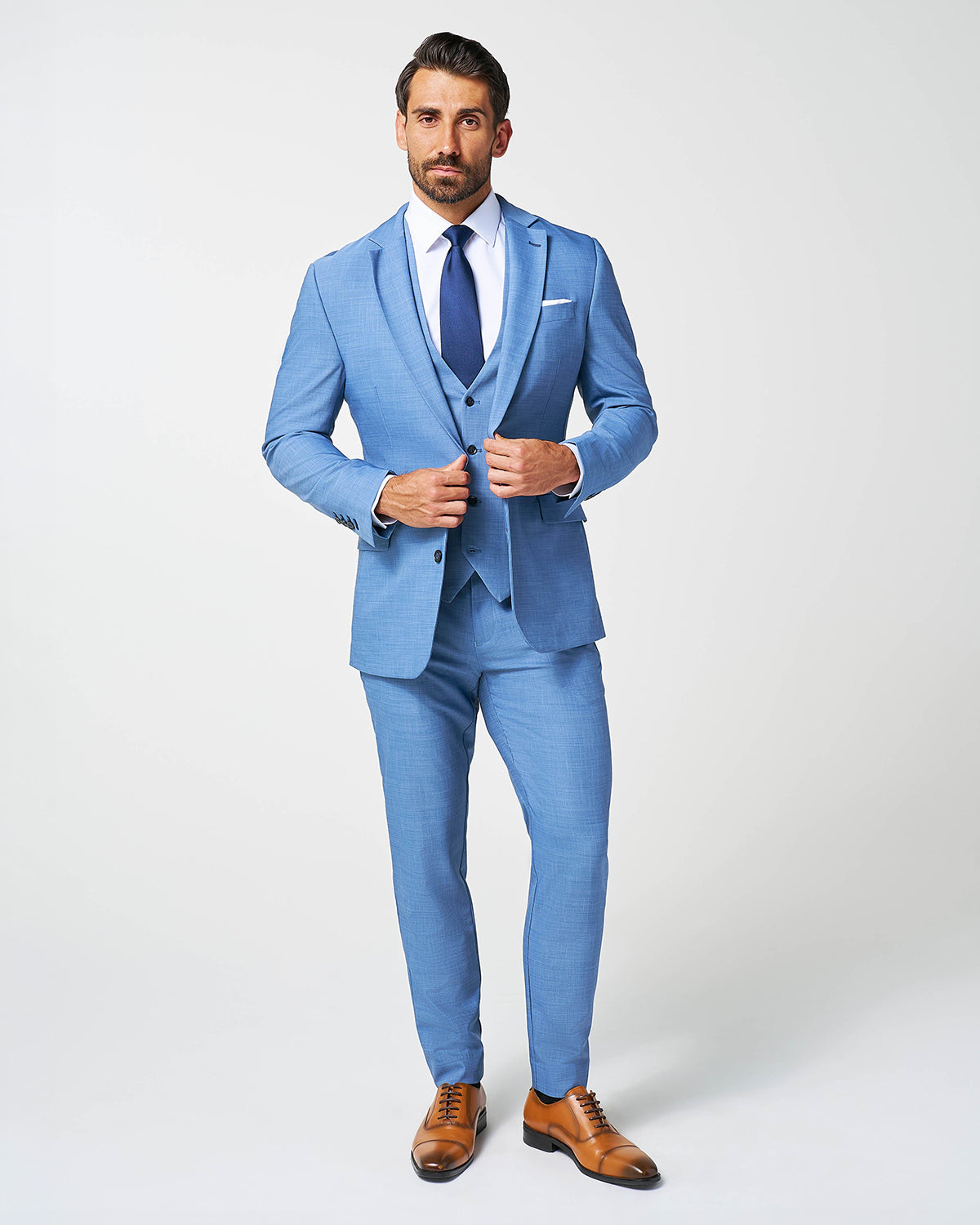 Athletic Fit Stretch Blazer - Heathered Light Blue