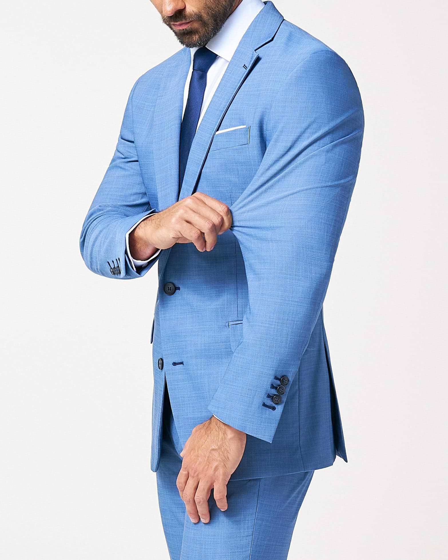 Athletic Fit Stretch Blazer - Heathered Light Blue