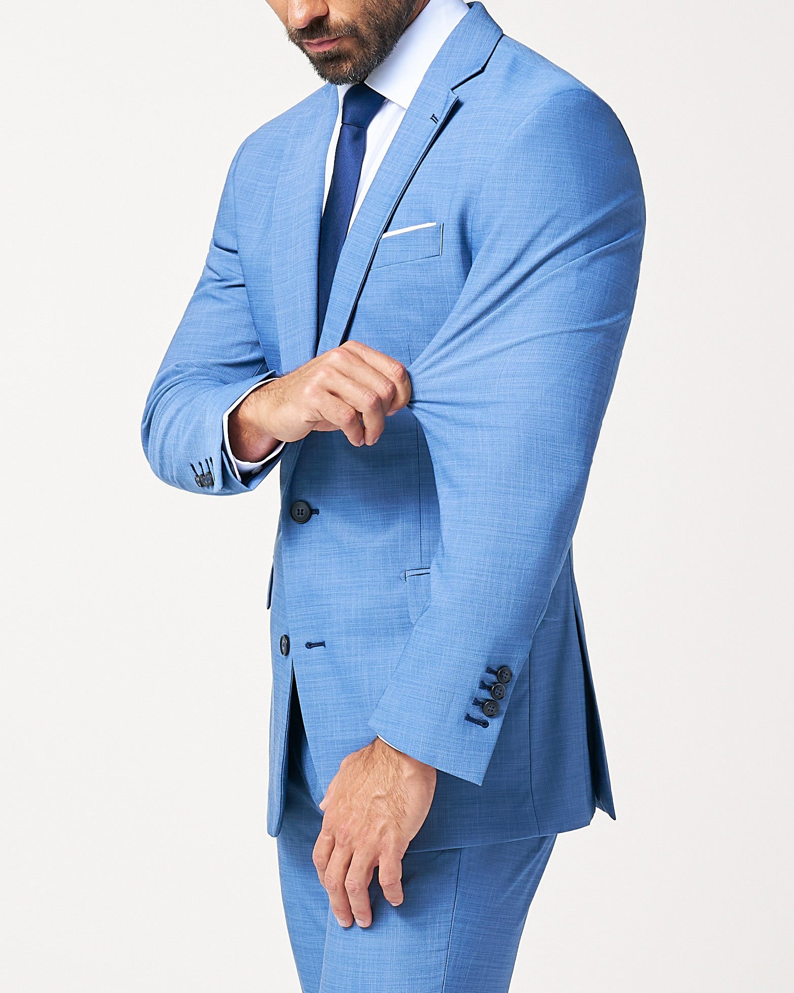 Athletic Fit Stretch Blazer - Heathered Light Blue