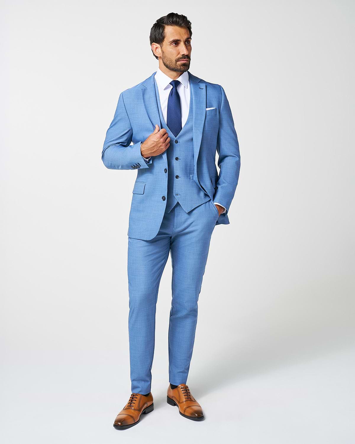 Athletic Fit Stretch Blazer - Heathered Light Blue