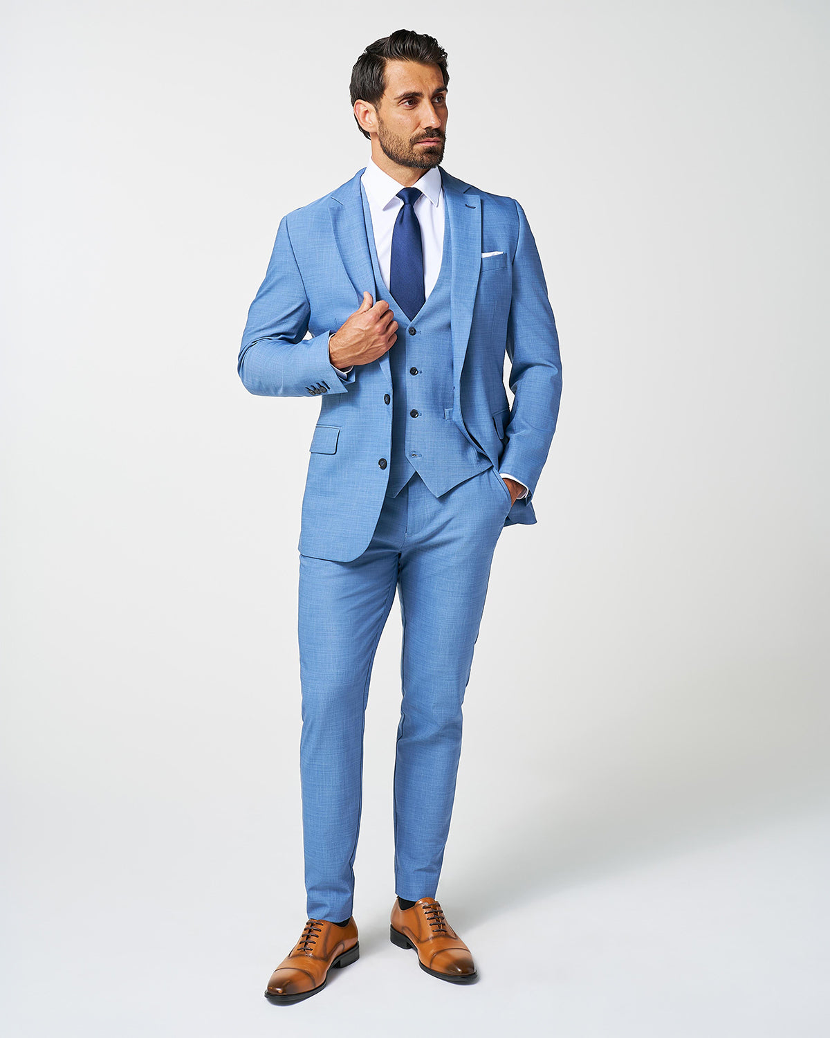 Athletic Fit Stretch Blazer - Heathered Light Blue