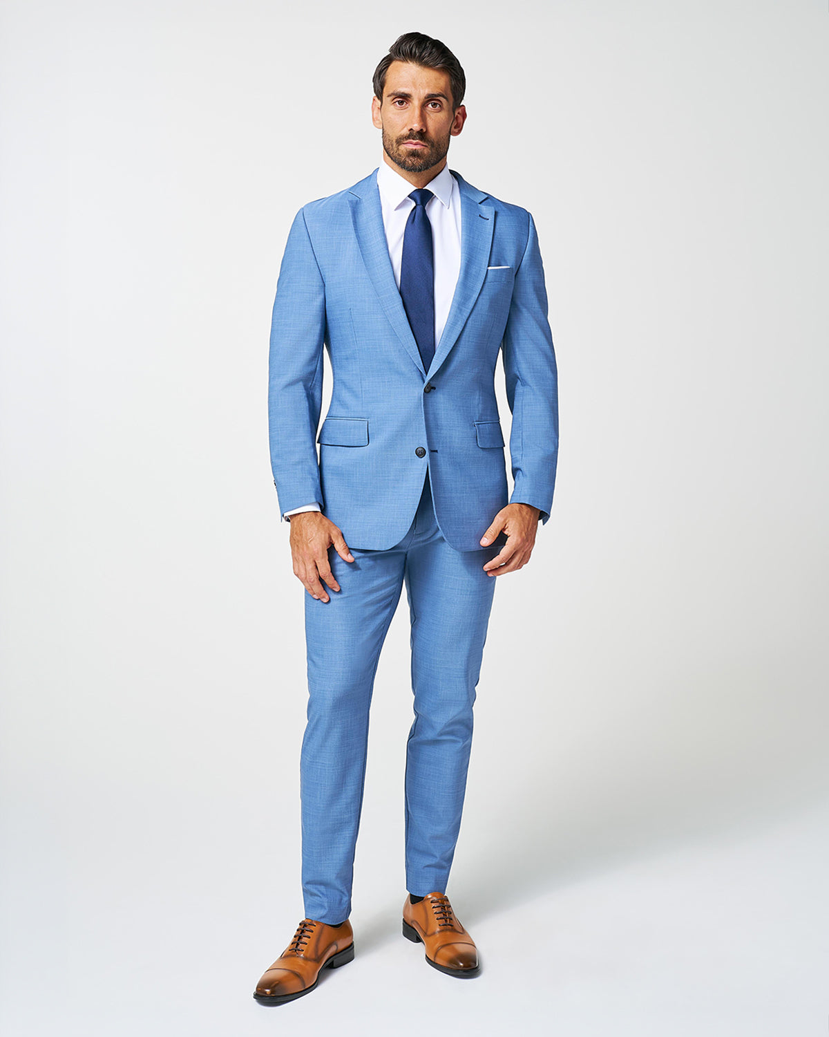 Athletic Fit Stretch Blazer - Heathered Light Blue