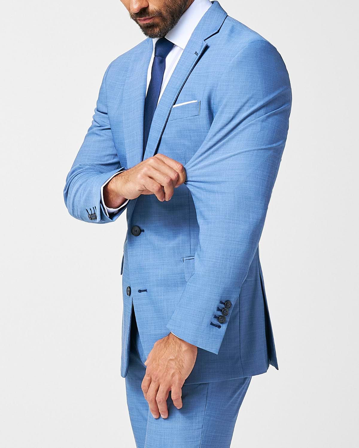 Athletic Fit Stretch Blazer - Heathered Light Blue