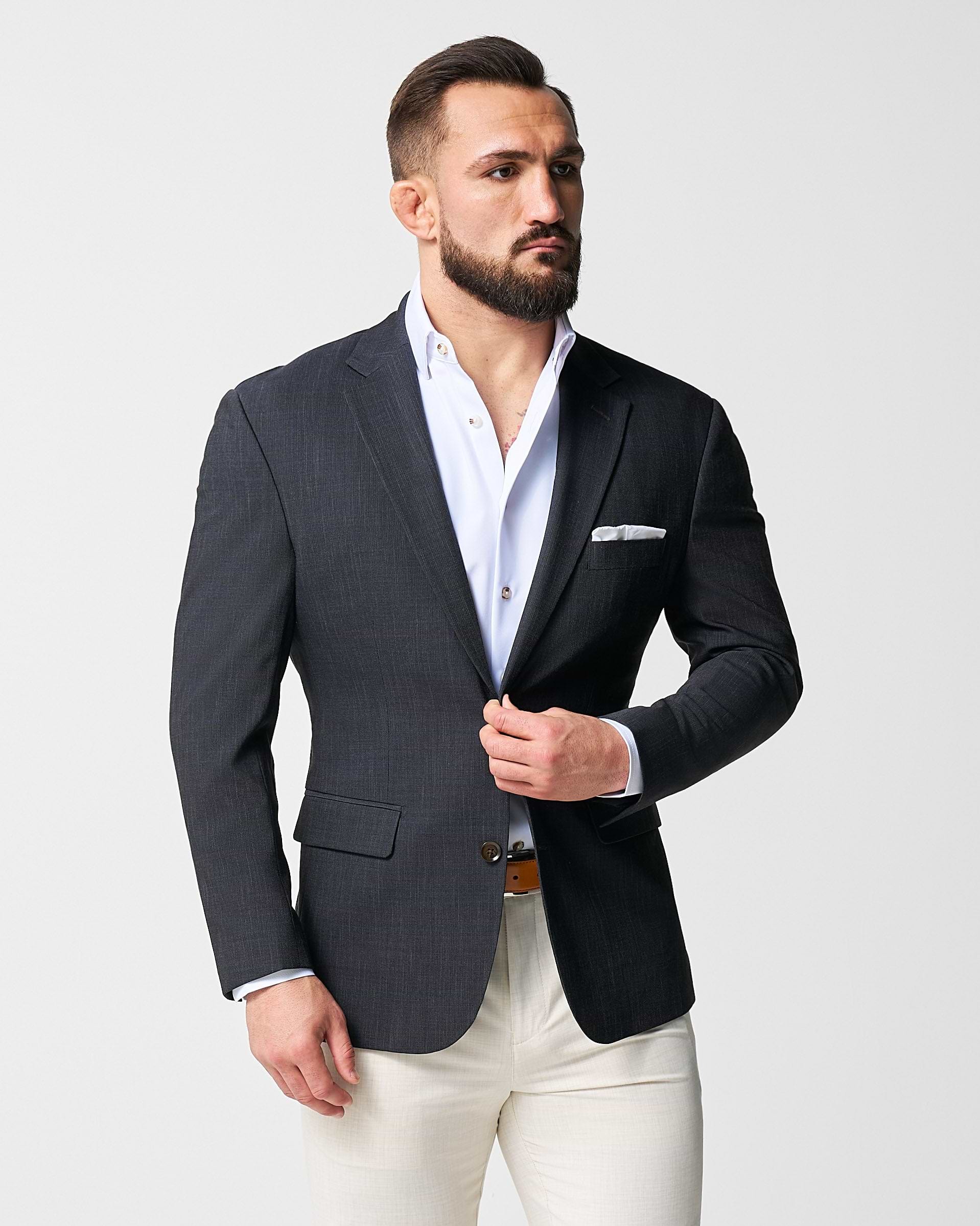 Athletic Fit Stretch Blazer - Heathered Midnight Navy