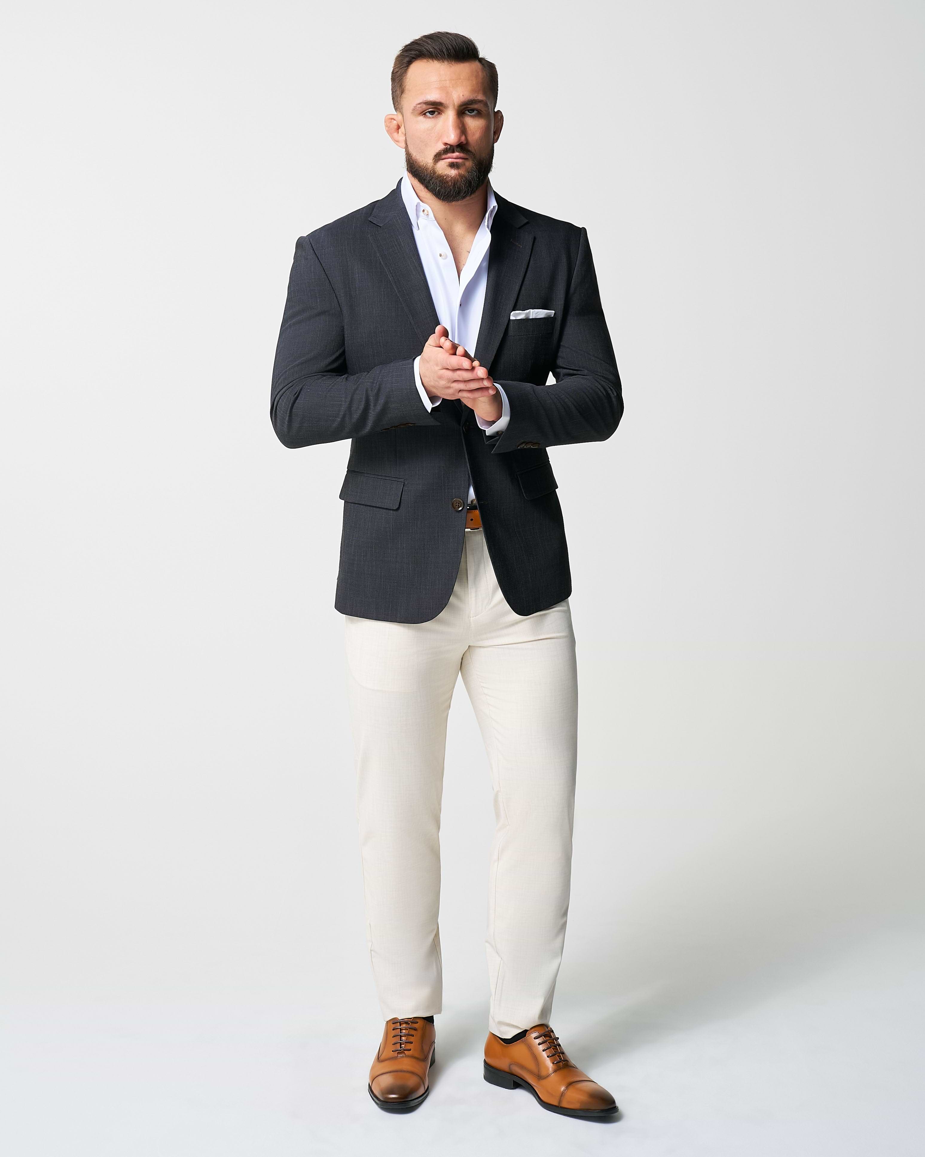 Athletic Fit Stretch Blazer - Heathered Midnight Navy
