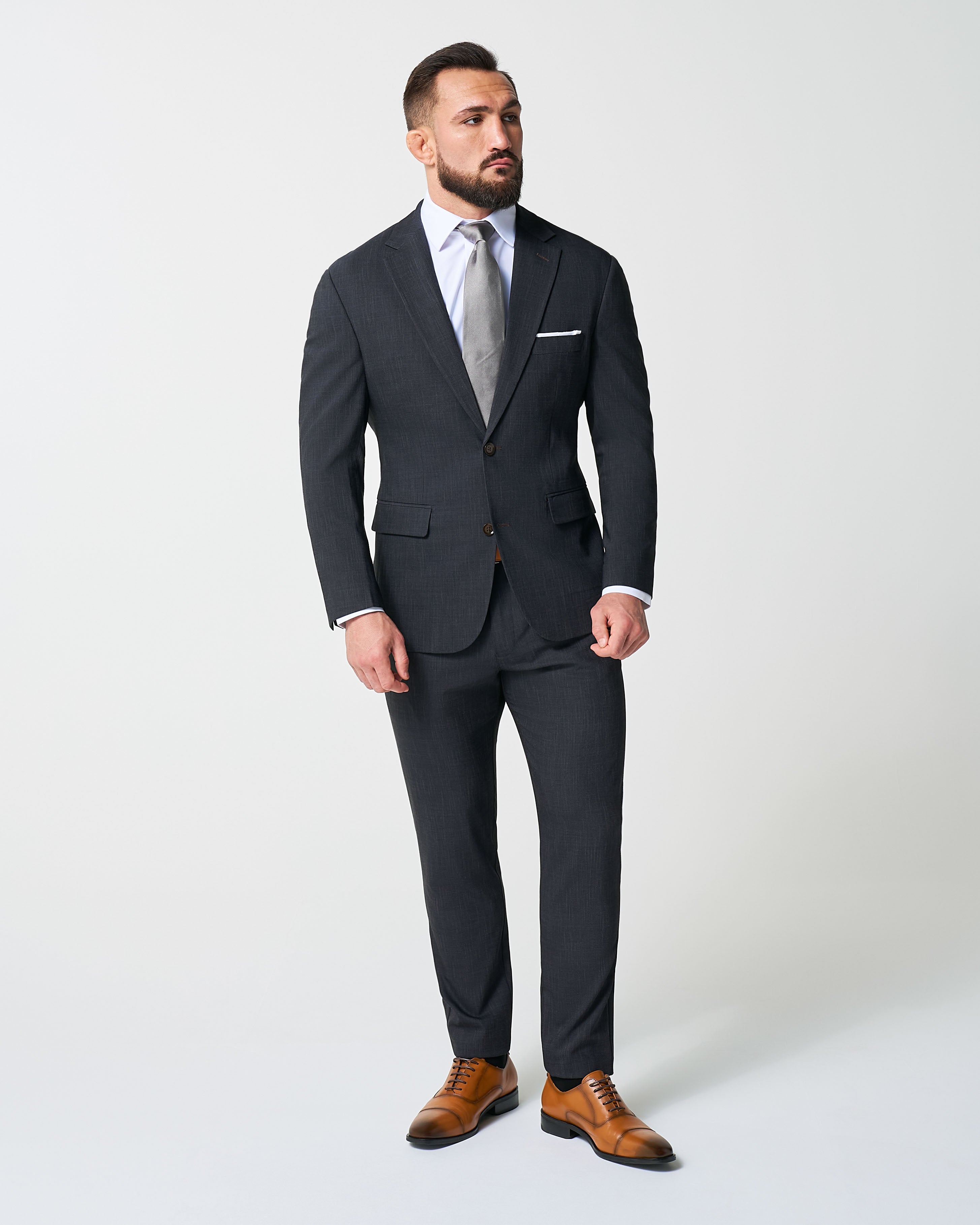 Athletic Fit Stretch Blazer - Heathered Midnight Navy