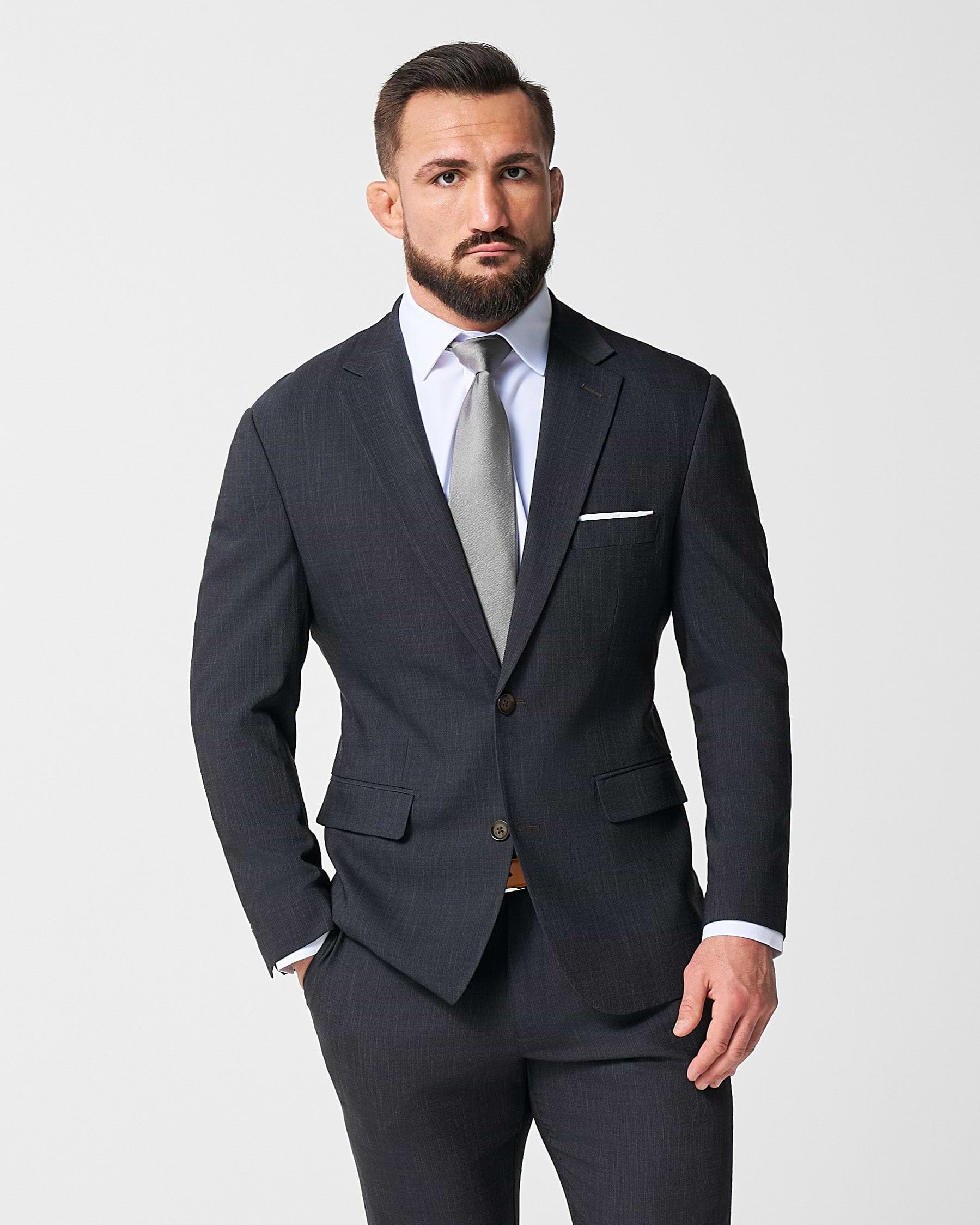 Athletic Fit Stretch Blazer - Heathered Midnight Navy