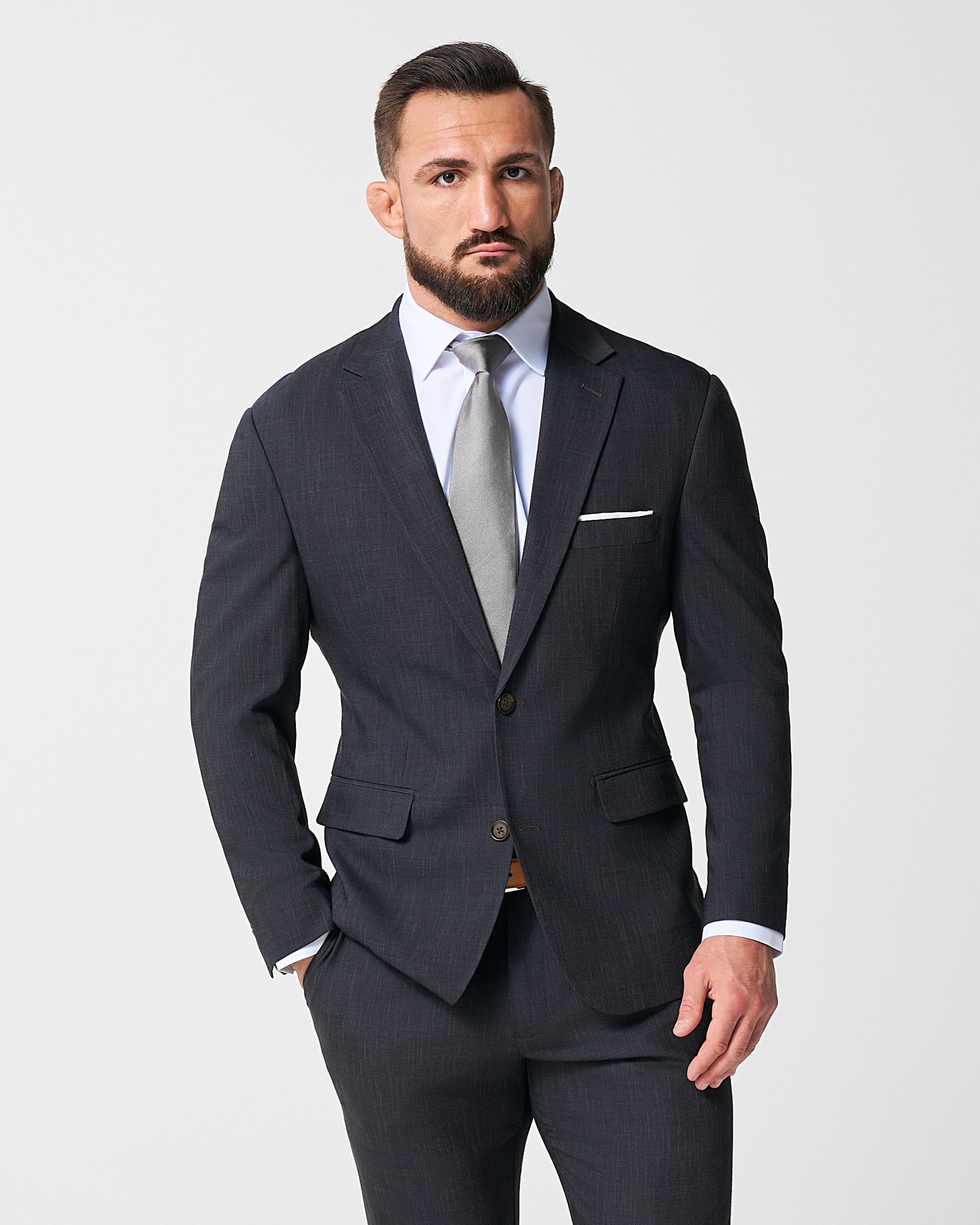 Athletic Fit Stretch Blazer - Heathered Midnight Navy