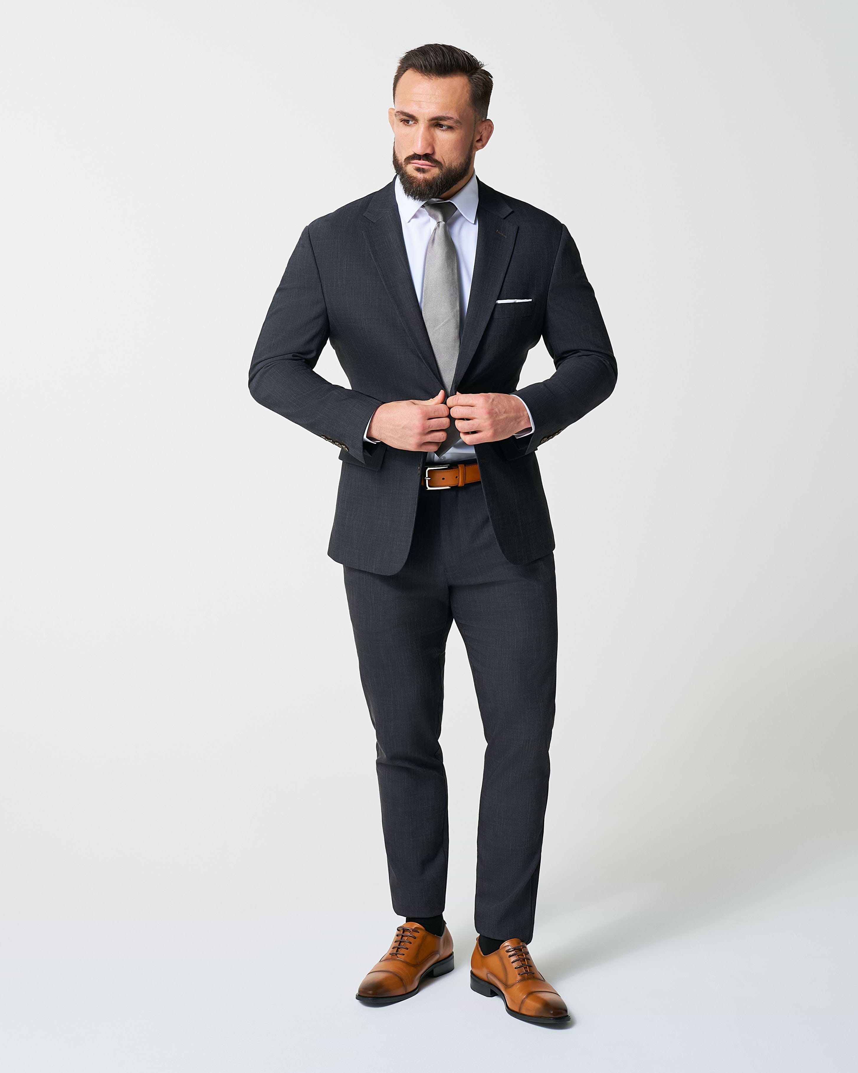Athletic Fit Stretch Blazer - Heathered Midnight Navy