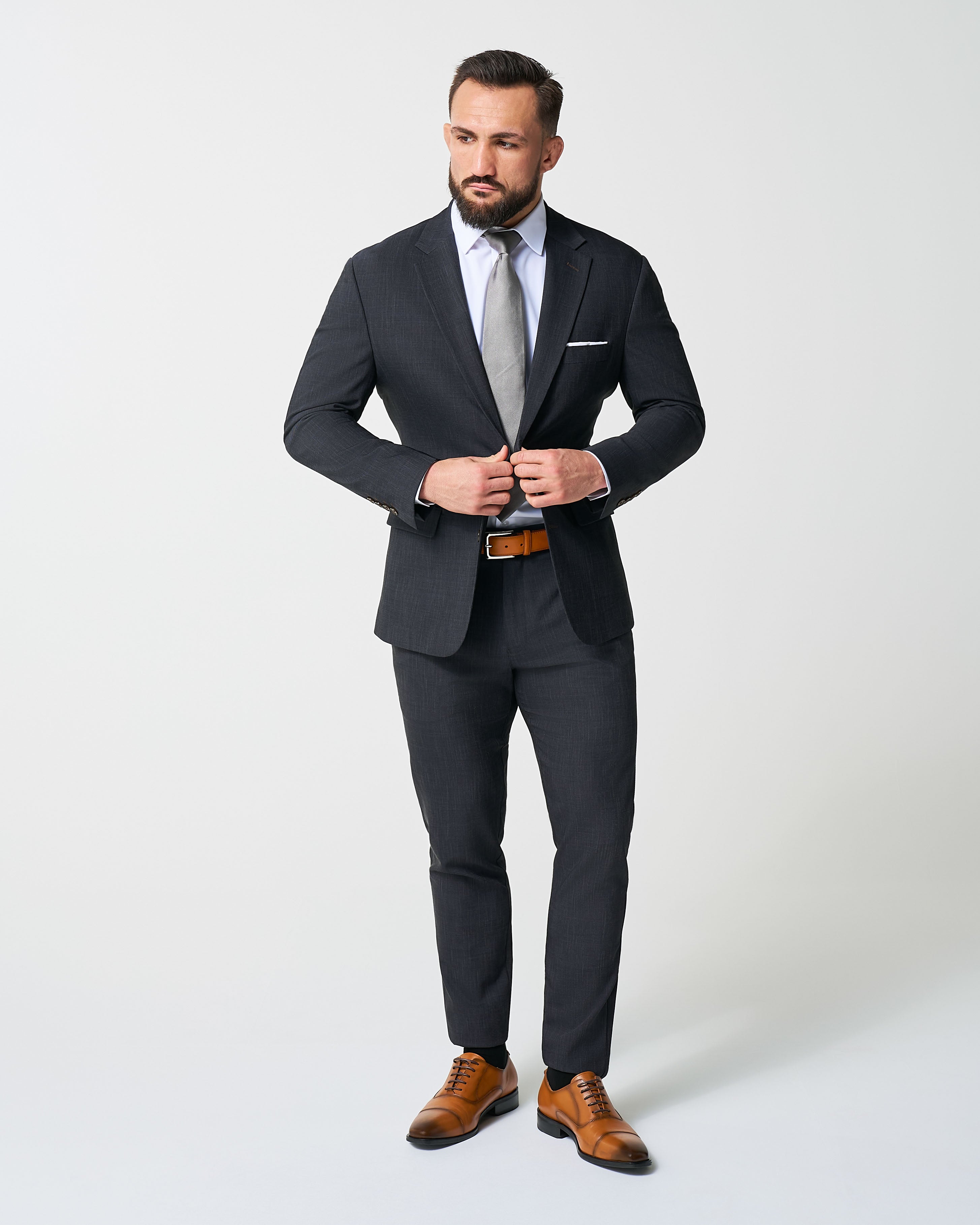 Athletic Fit Stretch Blazer - Heathered Midnight Navy