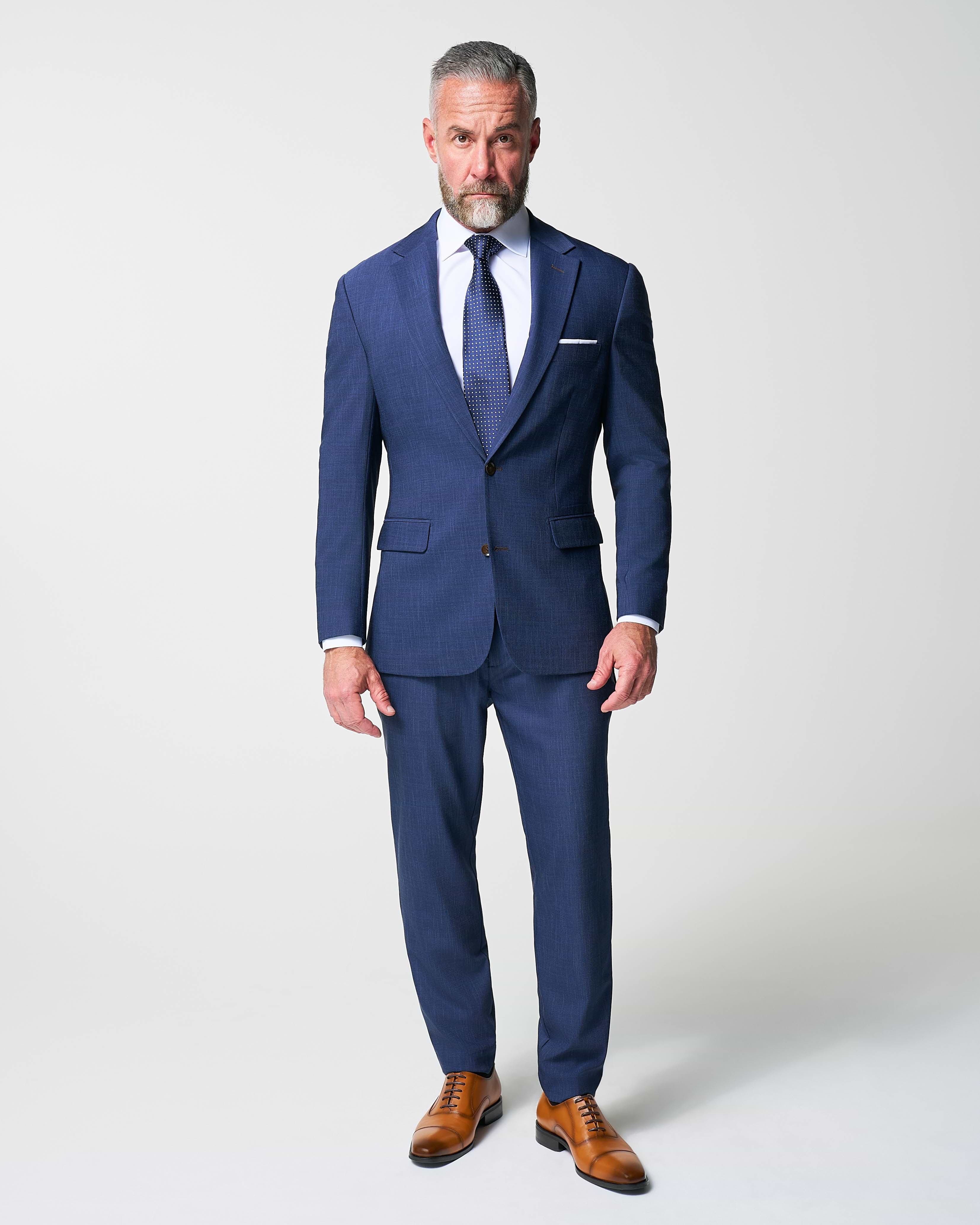 Athletic Fit Stretch Blazer - Heathered Navy