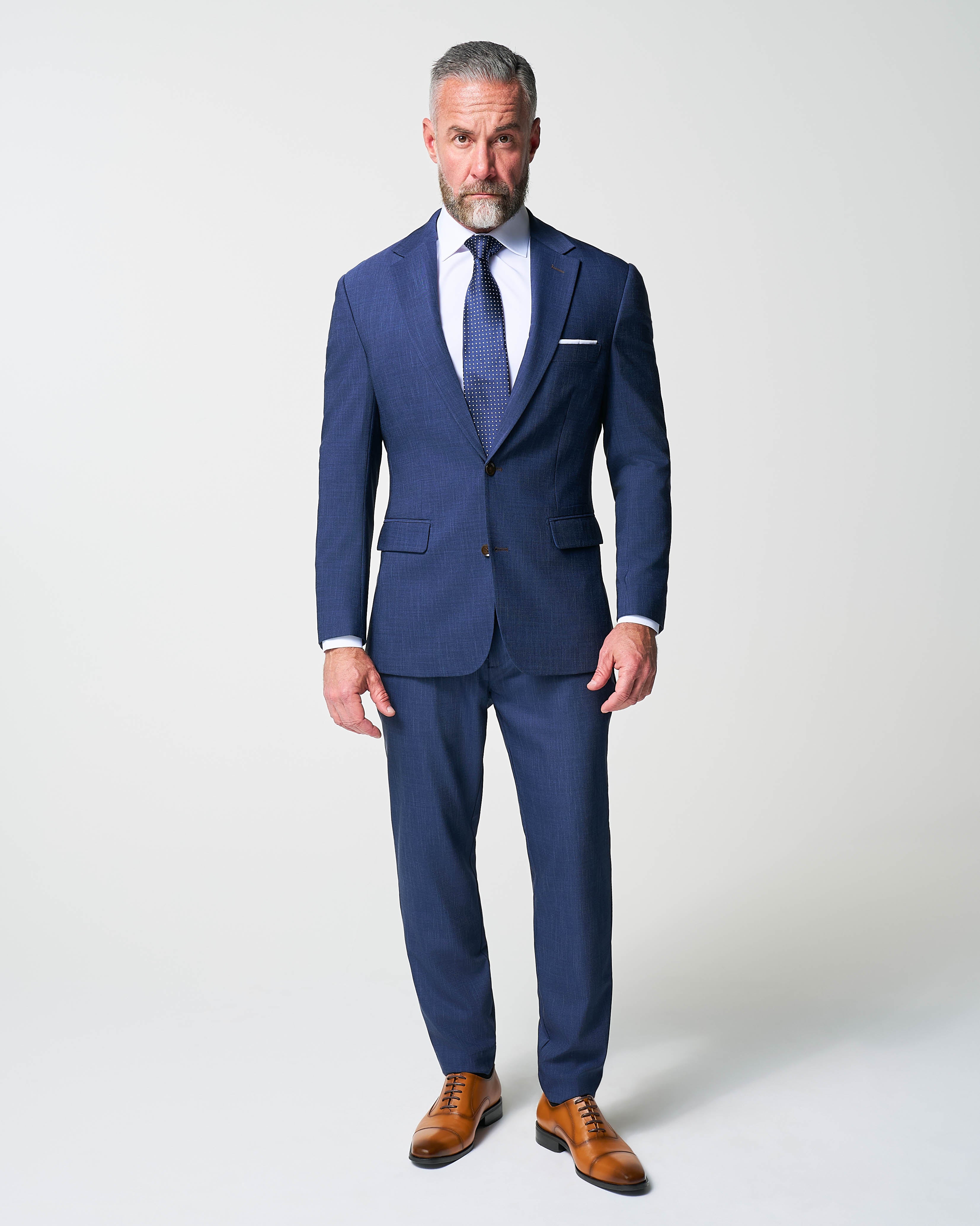 Athletic Fit Stretch Blazer - Heathered Navy