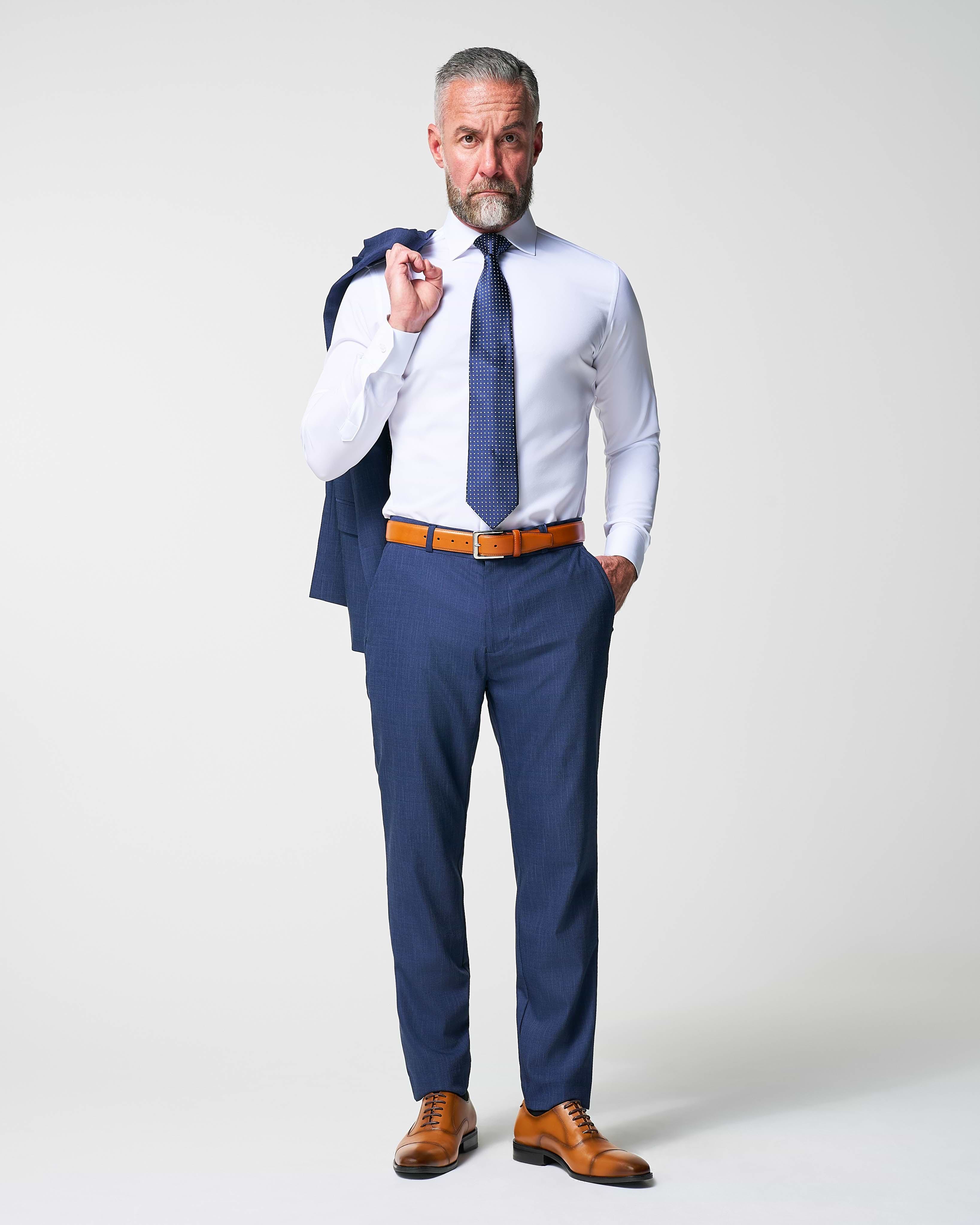 Athletic Fit Stretch Blazer - Heathered Navy