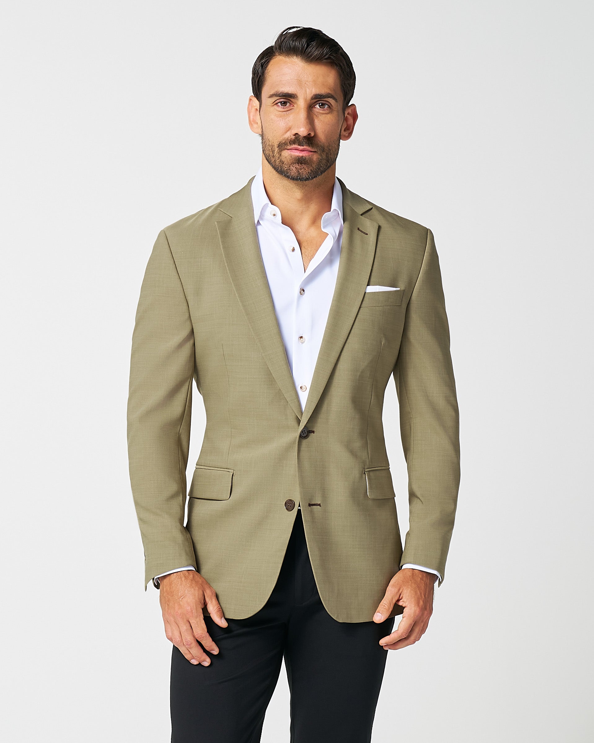Athletic Fit Stretch Blazer - Heathered Olive