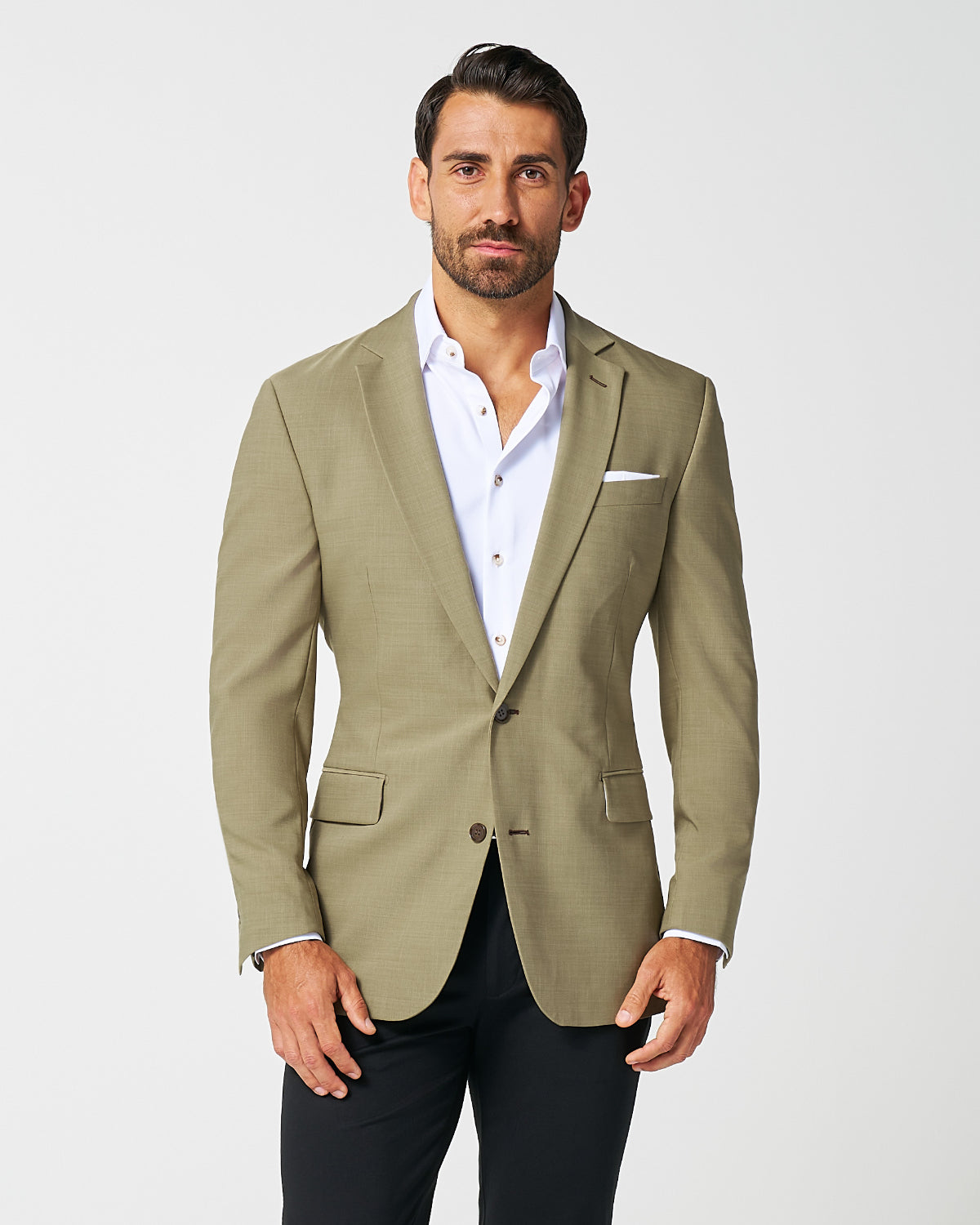 Athletic Fit Stretch Blazer - Heathered Olive