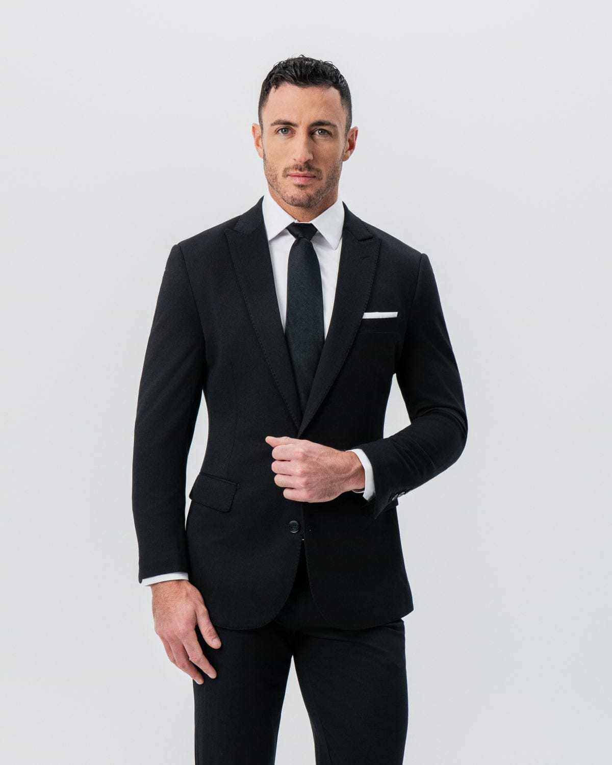 Athletic Fit Stretch Blazer - Black - Pick Stitch