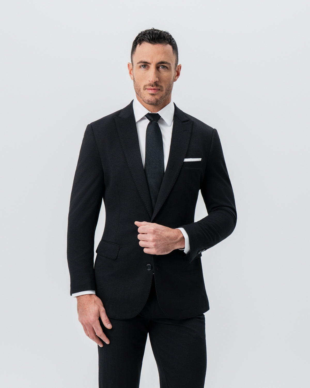 Athletic Fit Stretch Blazer - Black - Pick Stitch