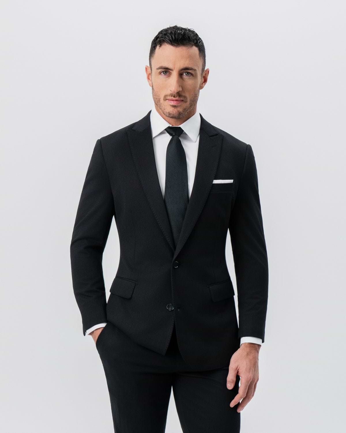 Athletic Fit Stretch Blazer - Black - Pick Stitch
