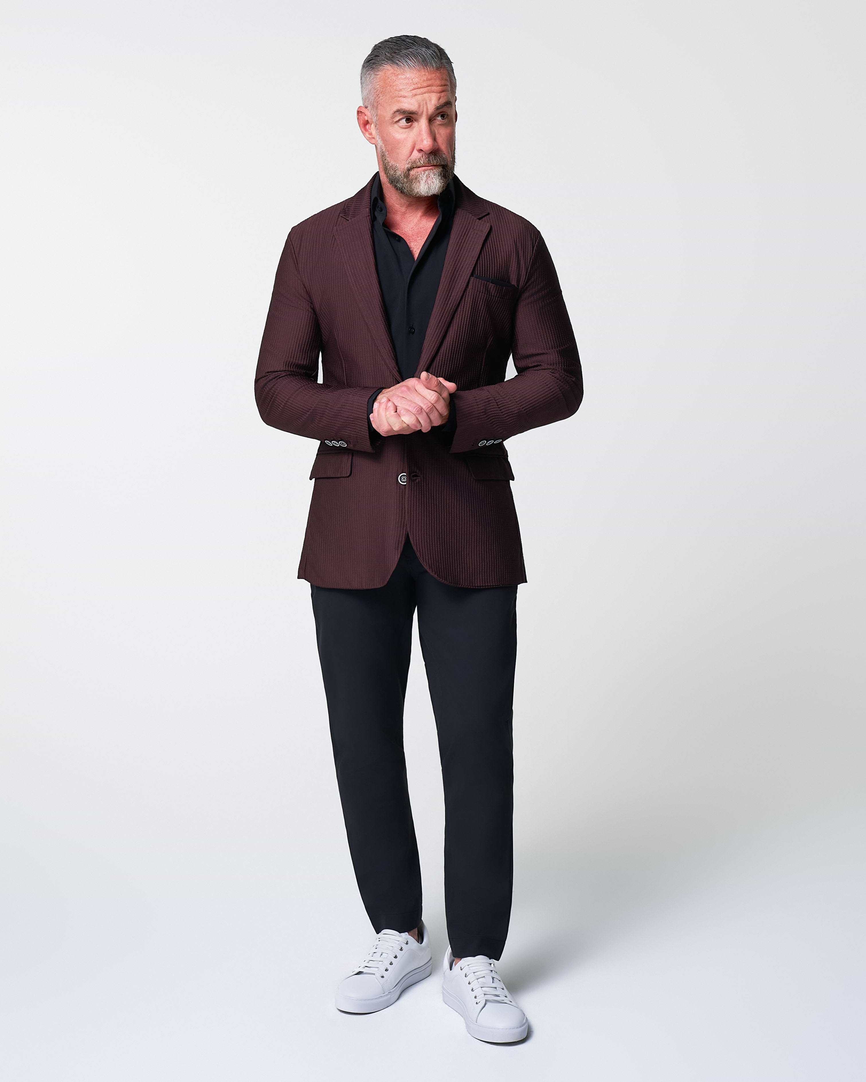 Athletic Fit Stretch Blazer - Plum Seersucker