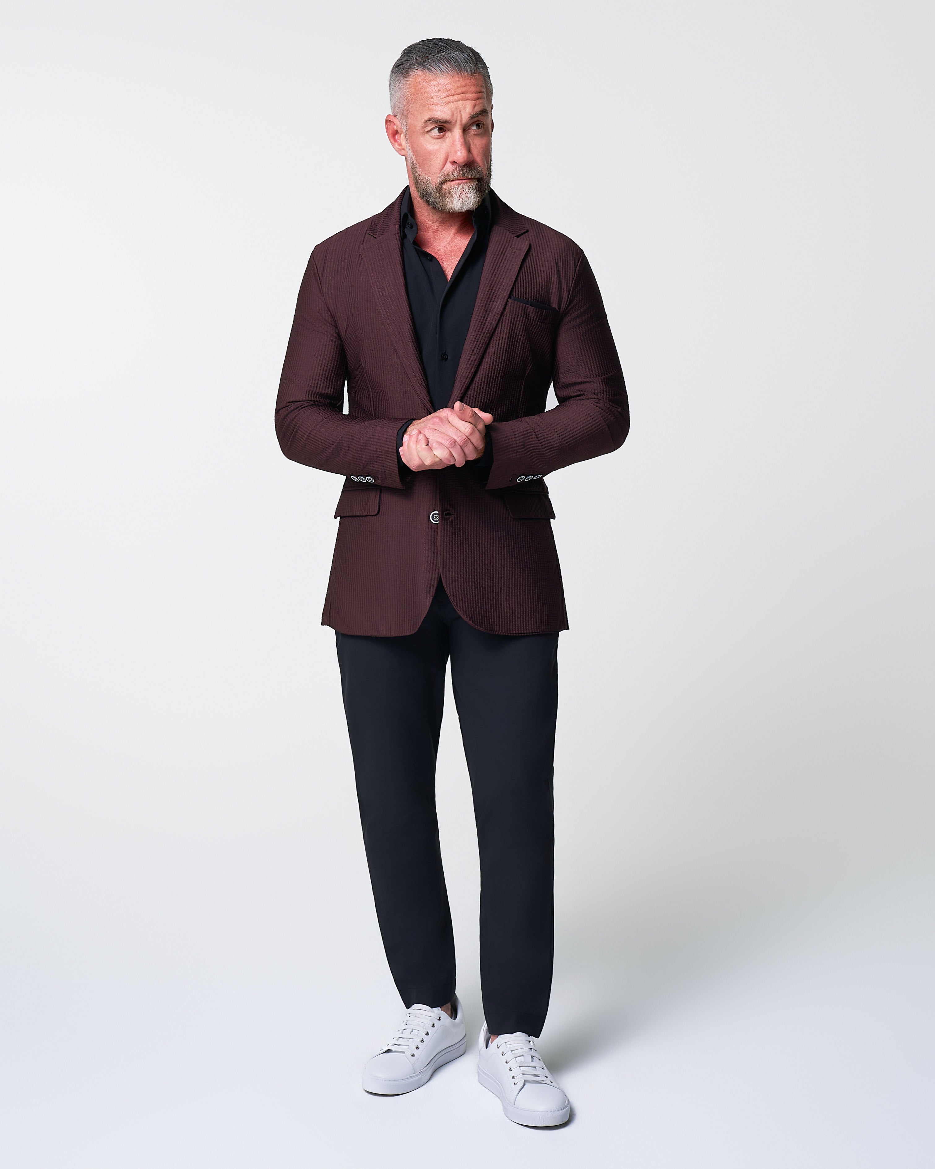 Athletic Fit Stretch Blazer - Plum Seersucker