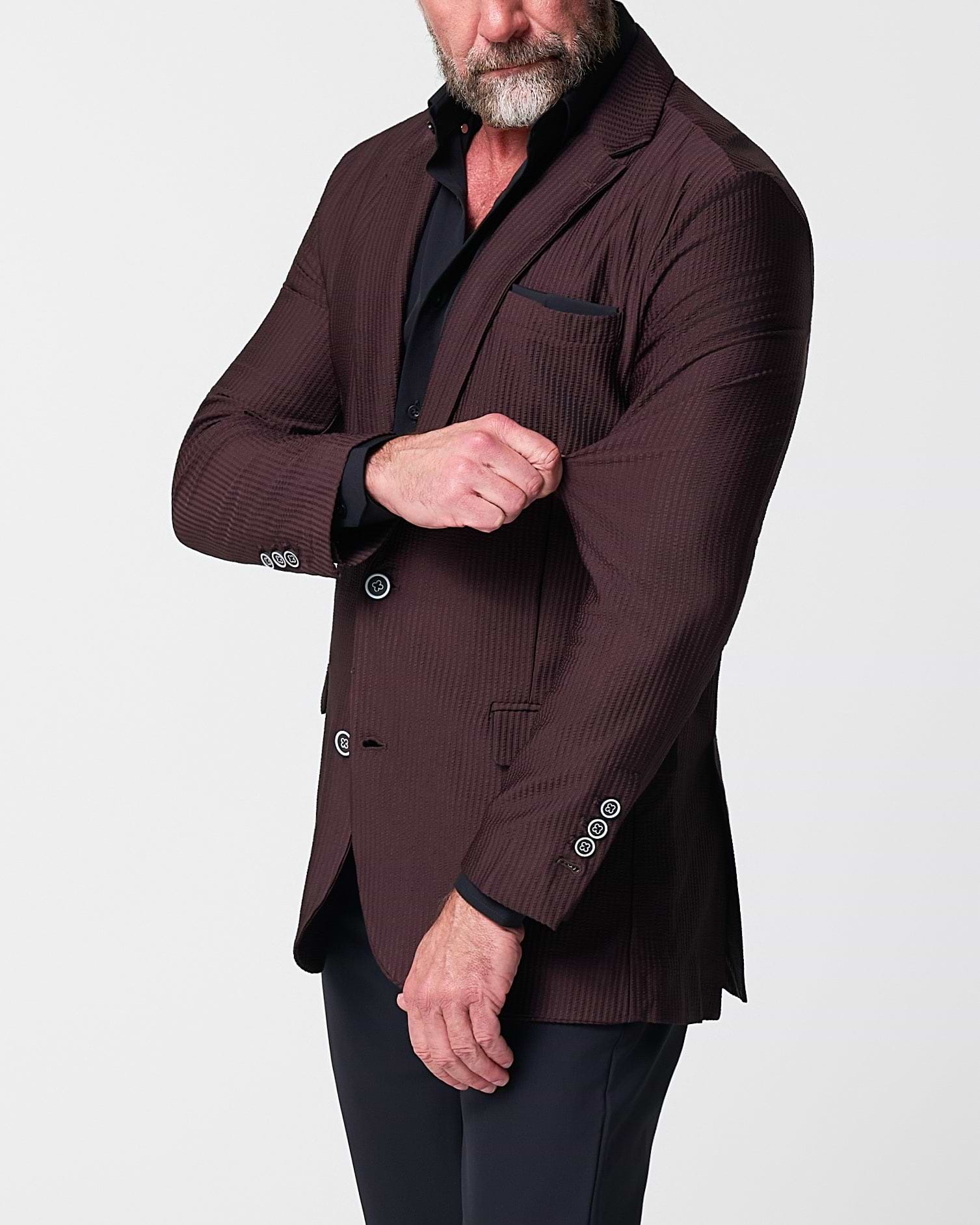 Athletic Fit Stretch Blazer - Plum Seersucker