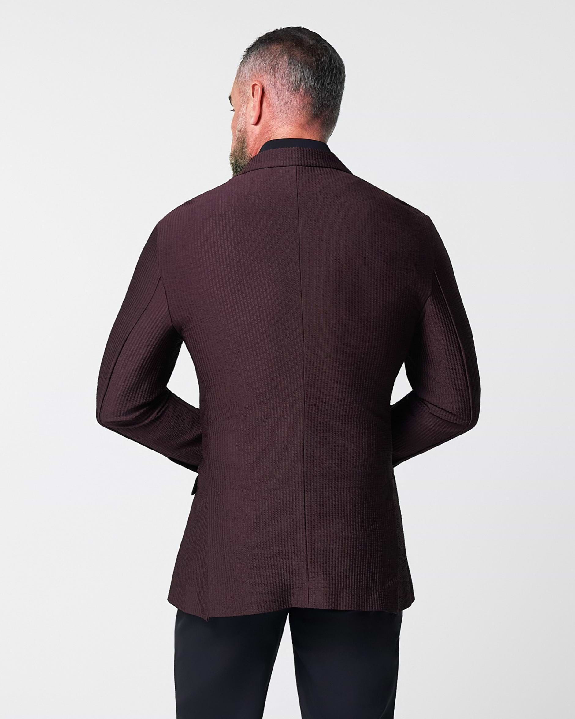 Athletic Fit Stretch Blazer - Plum Seersucker
