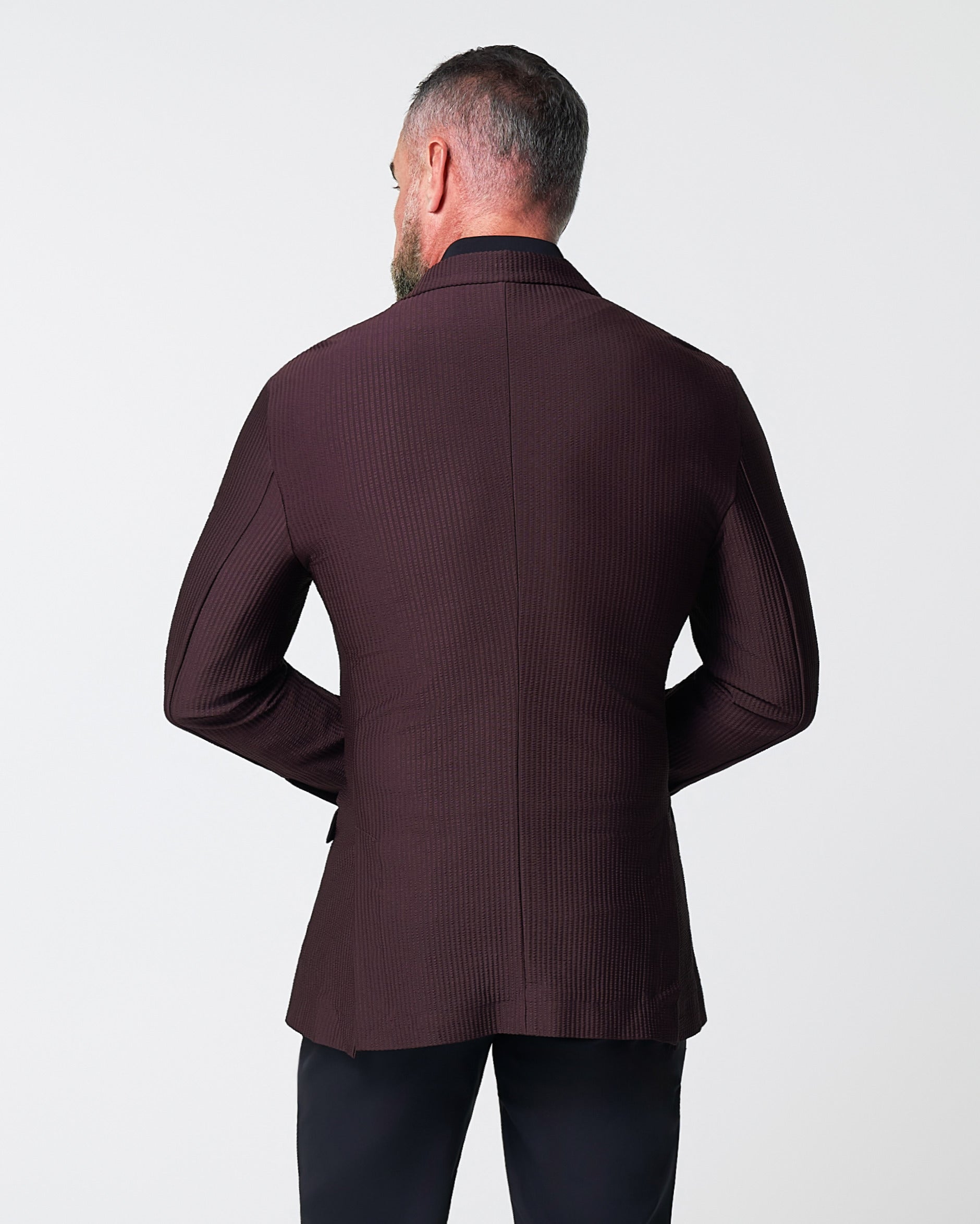 Athletic Fit Stretch Blazer - Plum Seersucker