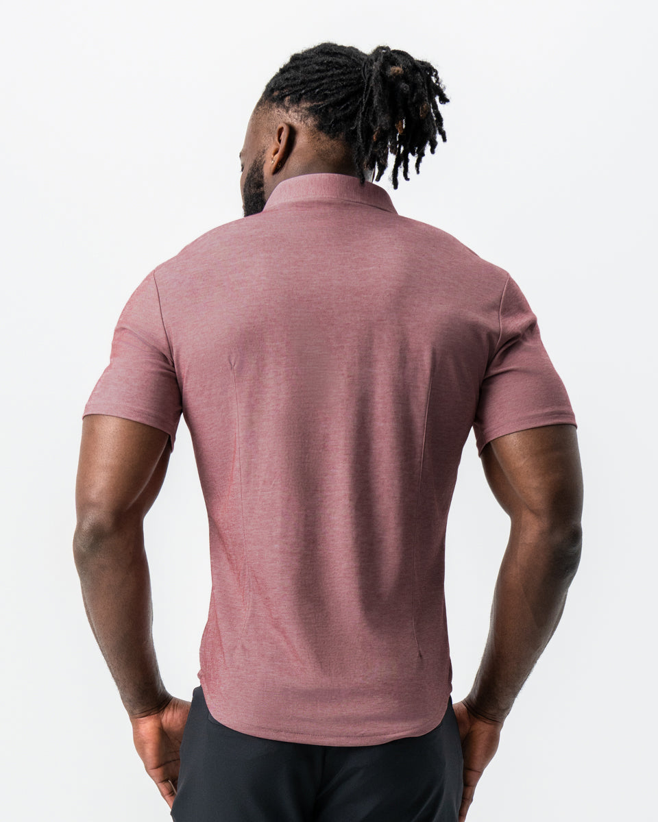 "The Booker" Maroon Pique Short Sleeve Button Down