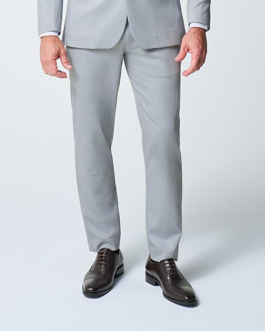 Athletic Fit Stretch Suit Pants - Grey Houndstooth Microcheck