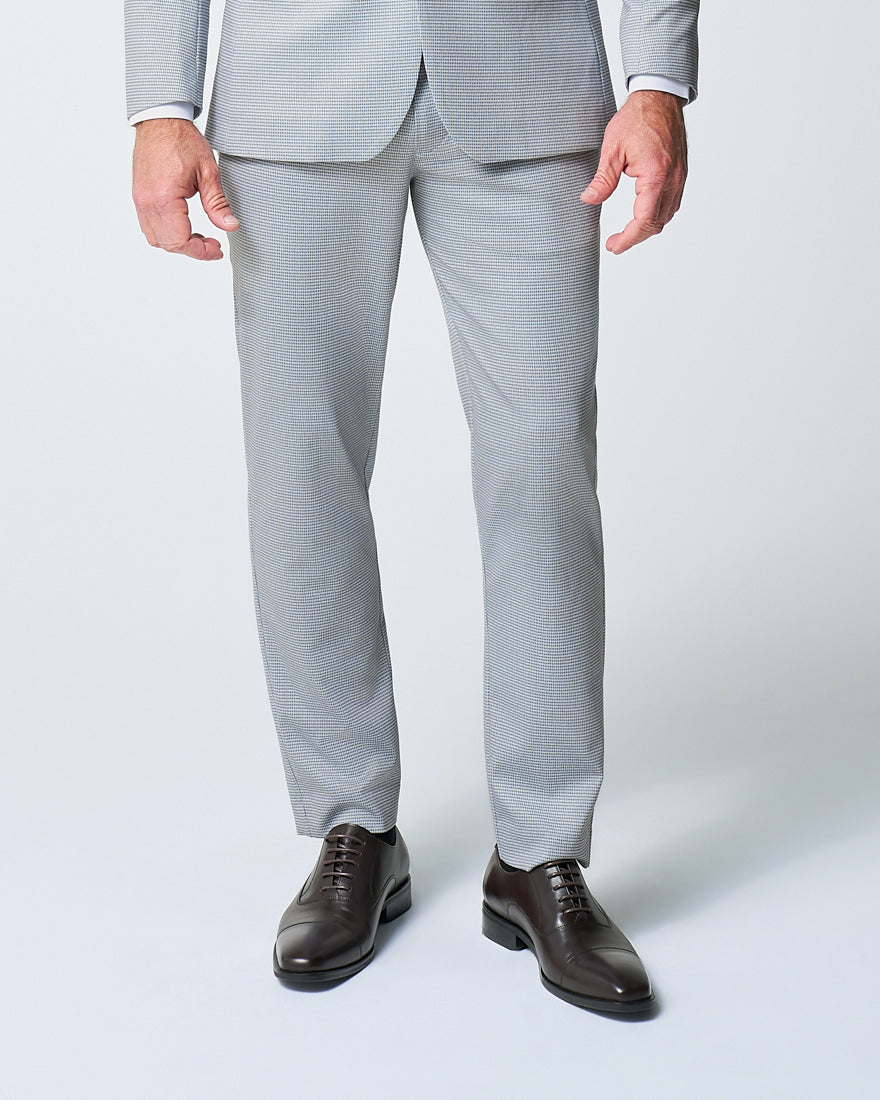 Athletic Fit Stretch Suit Pants - Grey Houndstooth Microcheck