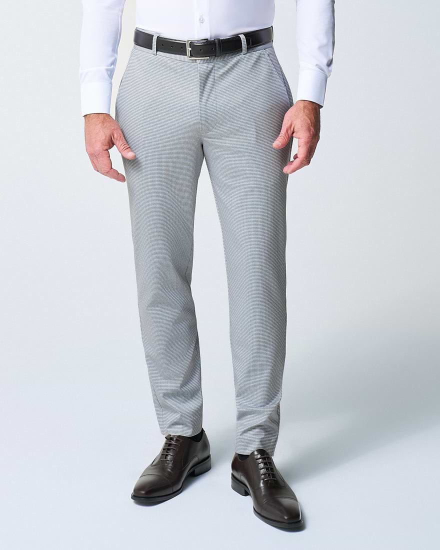 Athletic Fit Stretch Suit Pants - Grey Houndstooth Microcheck