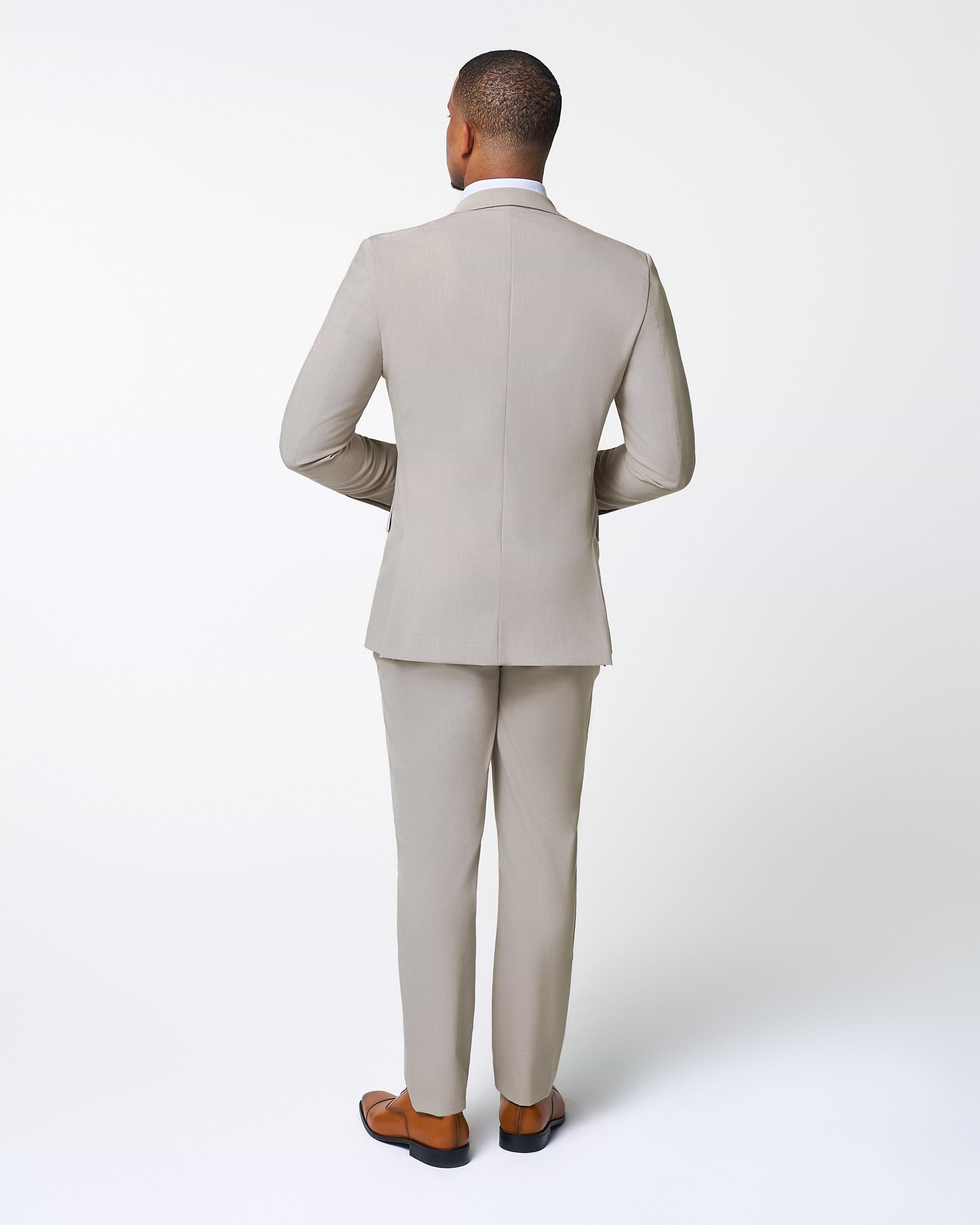 Athletic Fit Stretch Suit Pants - Heathered Stone