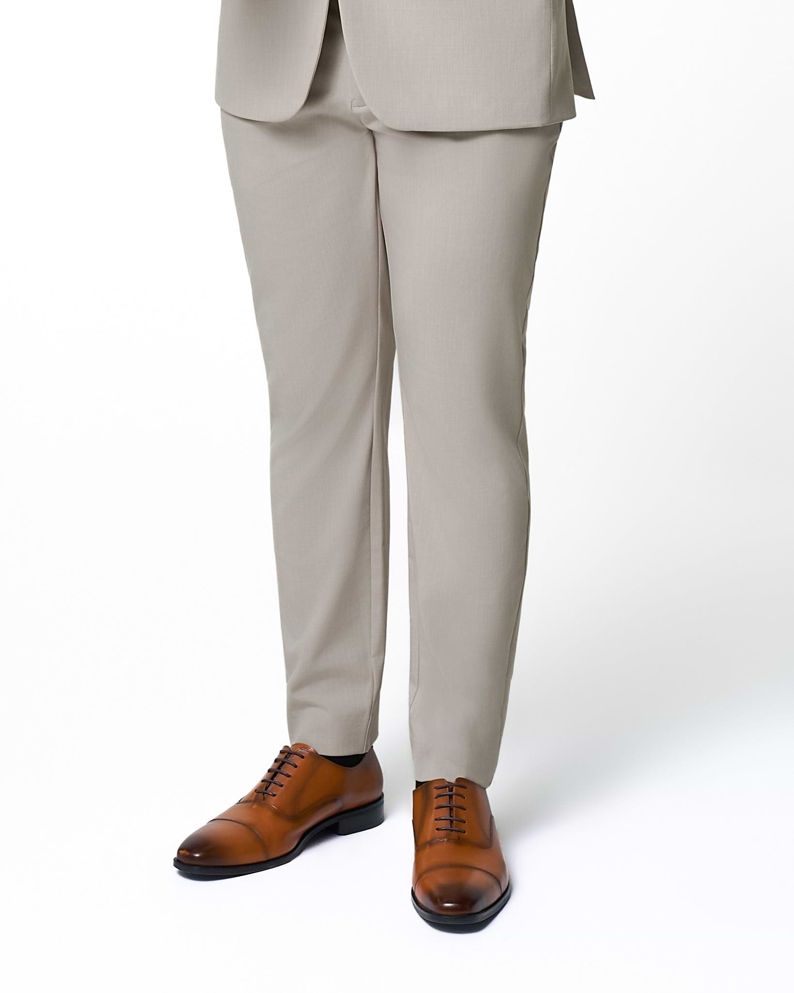 Athletic Fit Stretch Suit Pants - Heathered Stone