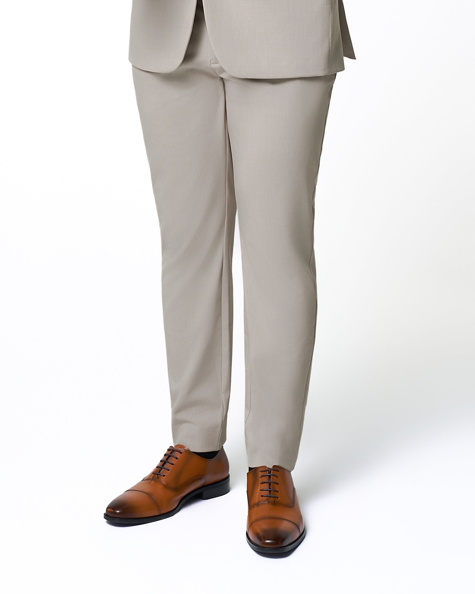 Athletic Fit Stretch Suit Pants - Heathered Stone