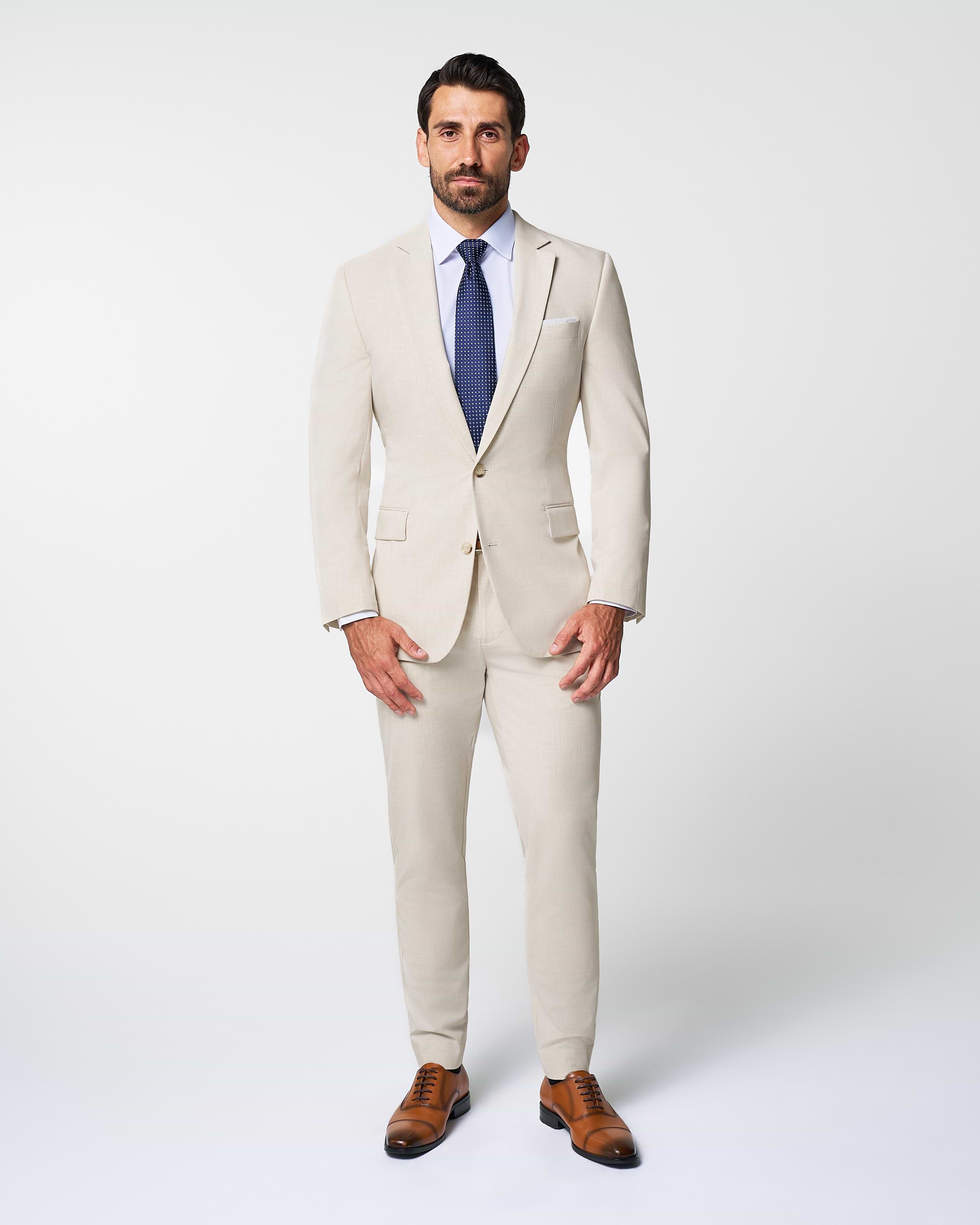 Athletic Fit Stretch Suit Pants - Lightweight Heathered Bamboo