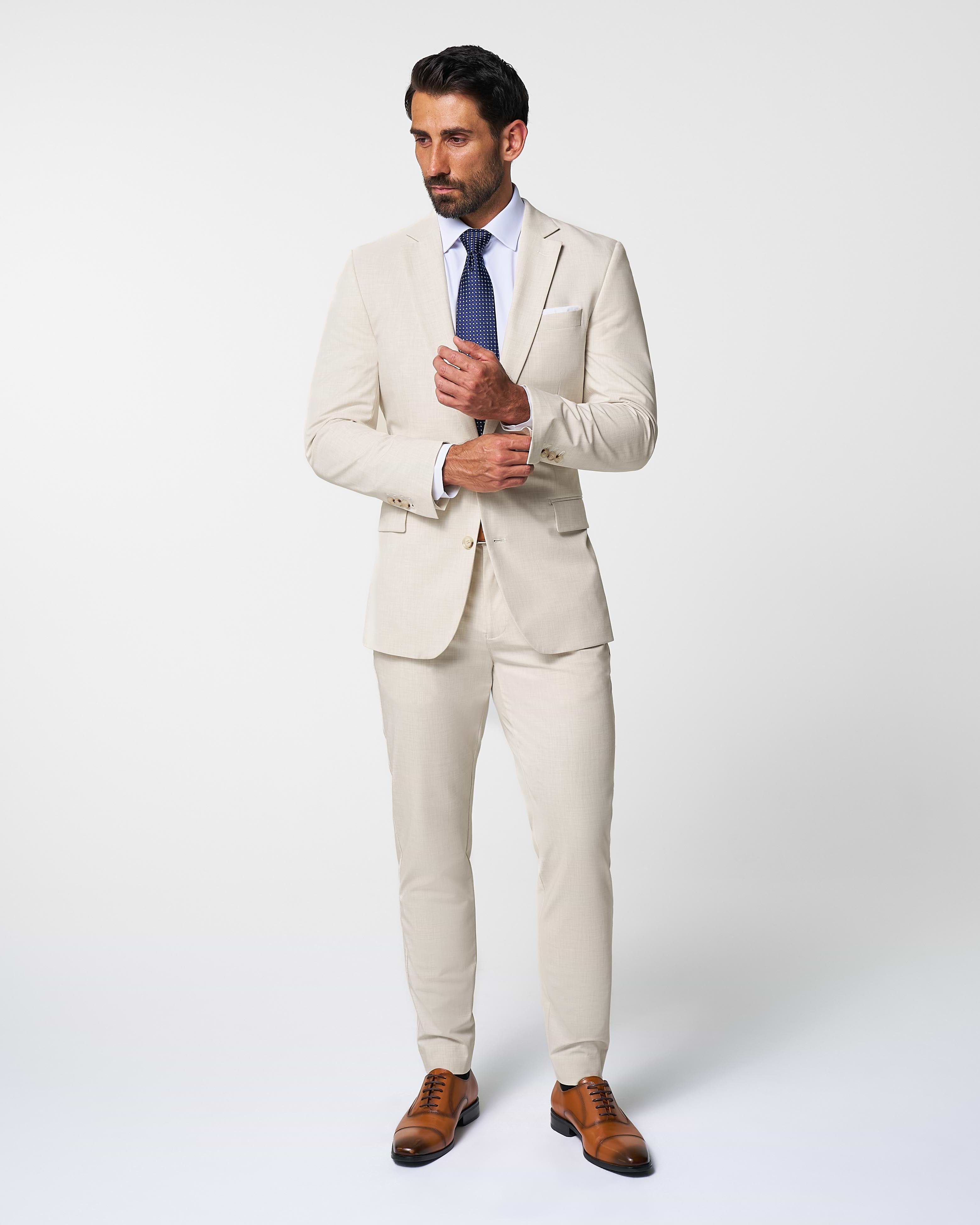 Athletic Fit Stretch Suit Pants - Lightweight Heathered Bamboo