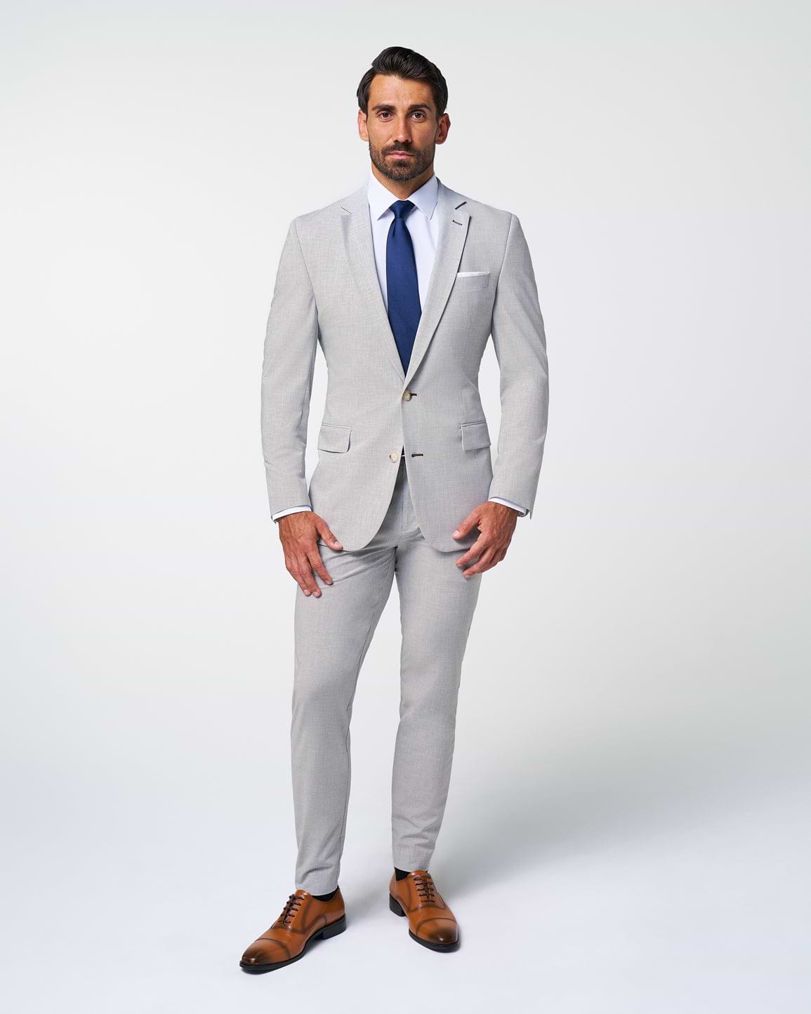 Athletic Fit Suit Pants - Lightweight Heathered Light Grey