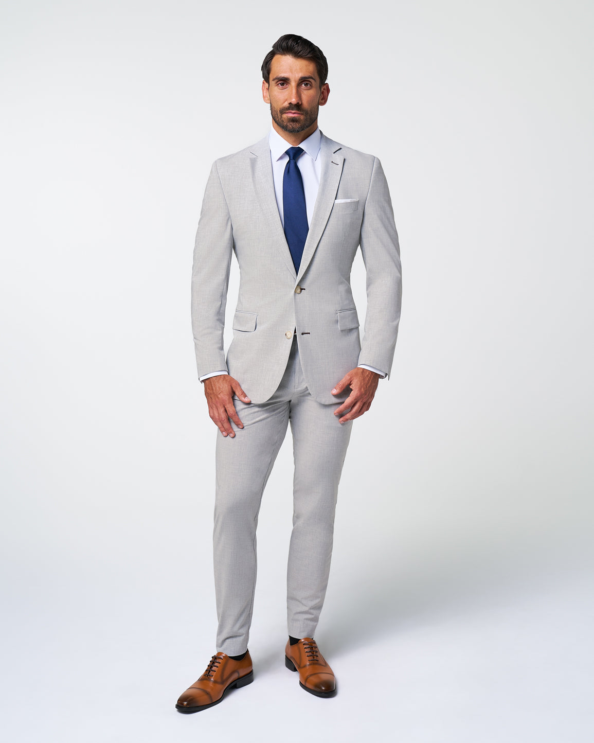Athletic Fit Suit Pants - Lightweight Heathered Light Grey