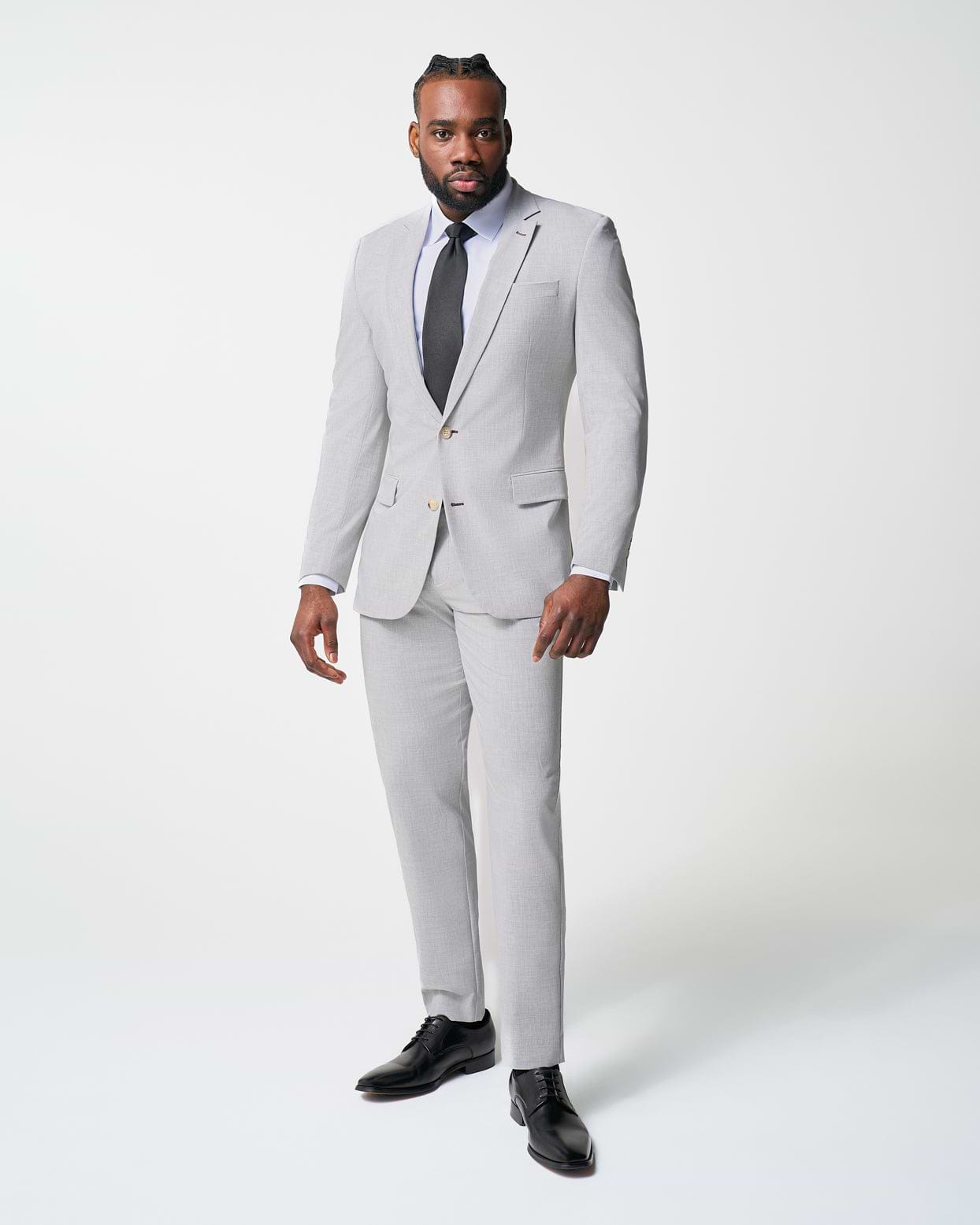 Athletic Fit Suit Pants - Lightweight Heathered Light Grey