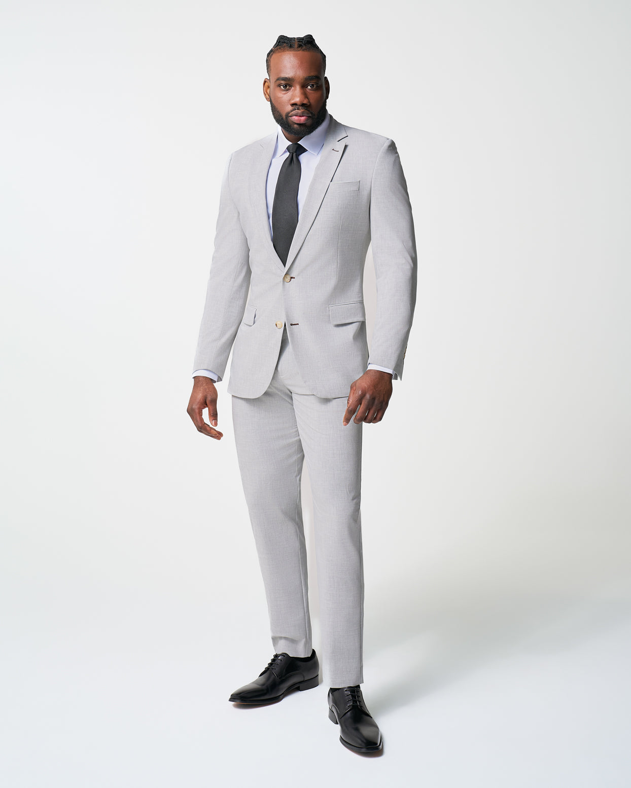 Athletic Fit Suit Pants - Lightweight Heathered Light Grey