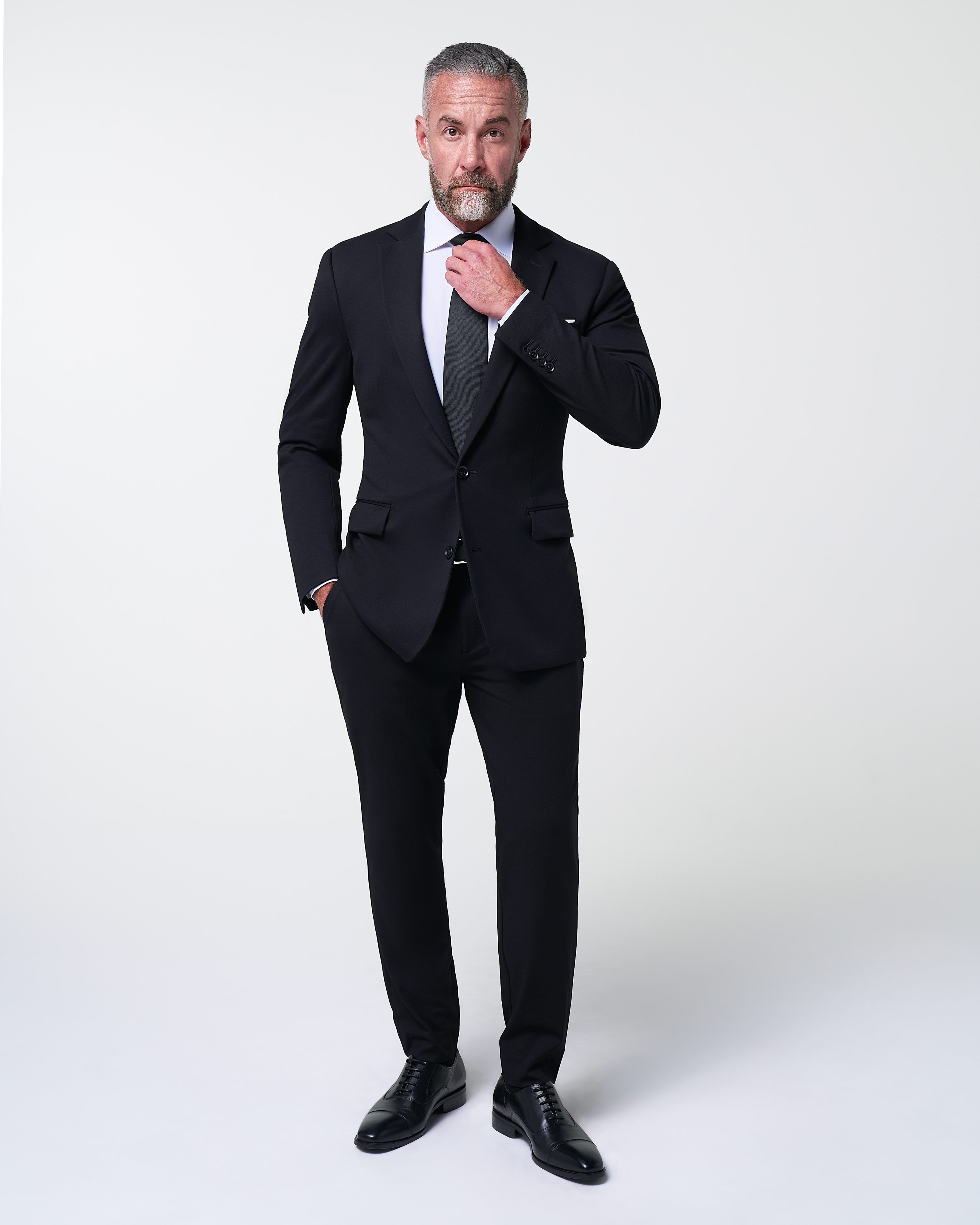 Athletic Fit Stretch Suit Pants - Black