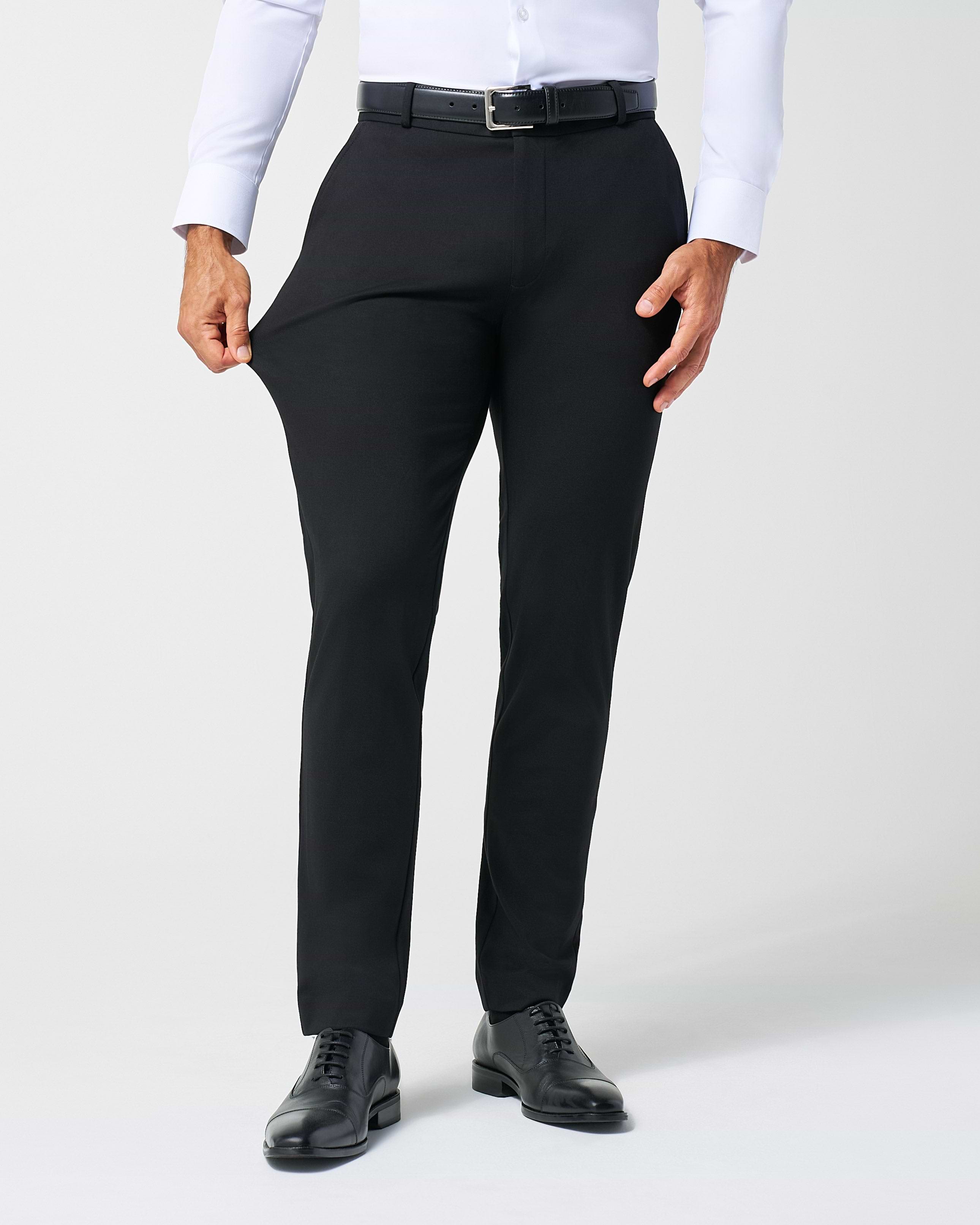 Athletic Fit Stretch Suit Pants - Black