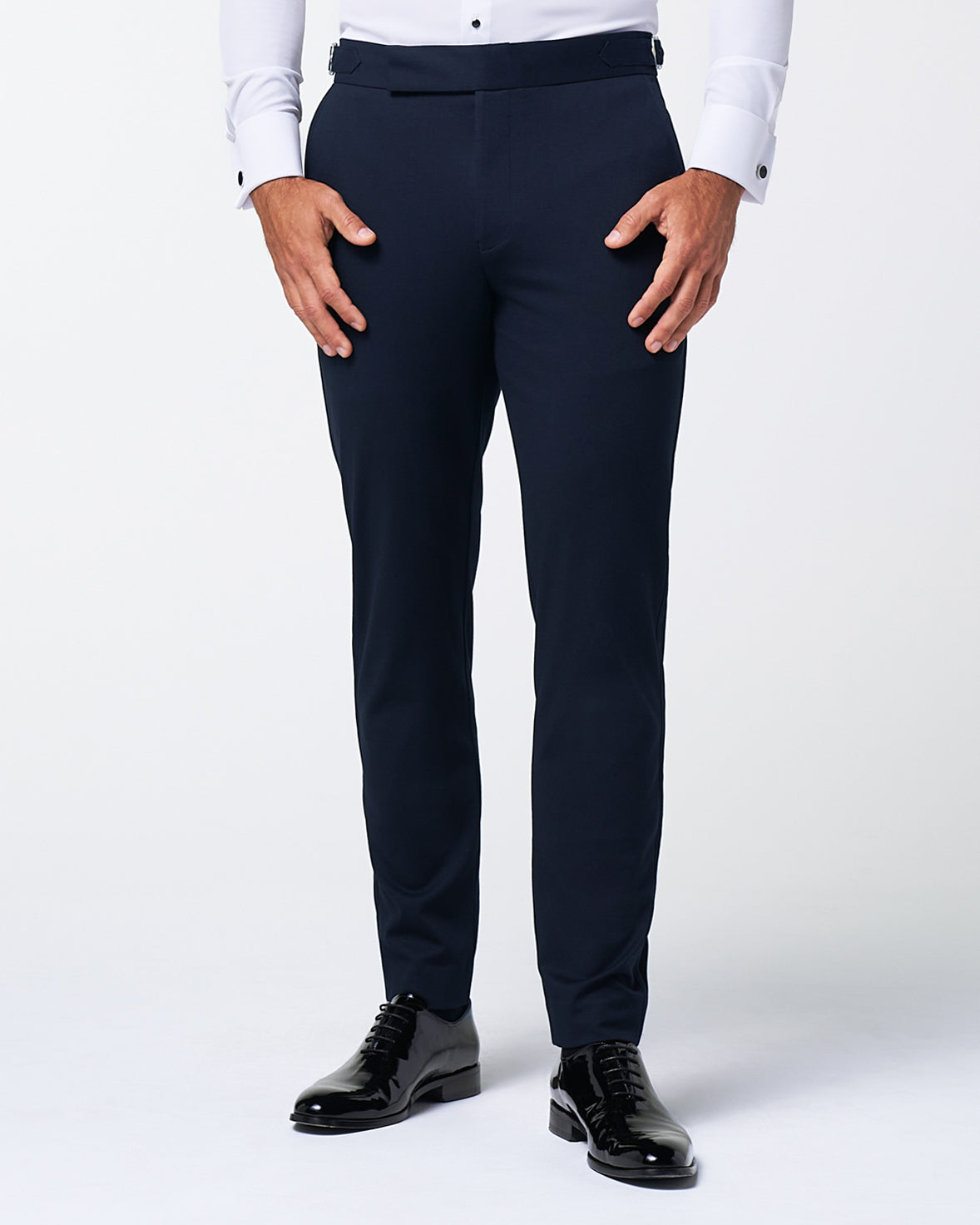 Athletic Fit Stretch Flat Front Tuxedo Pants - Navy