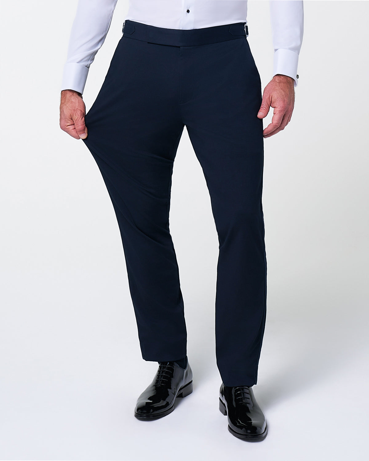 Athletic Fit Stretch Flat Front Tuxedo Pants - Navy