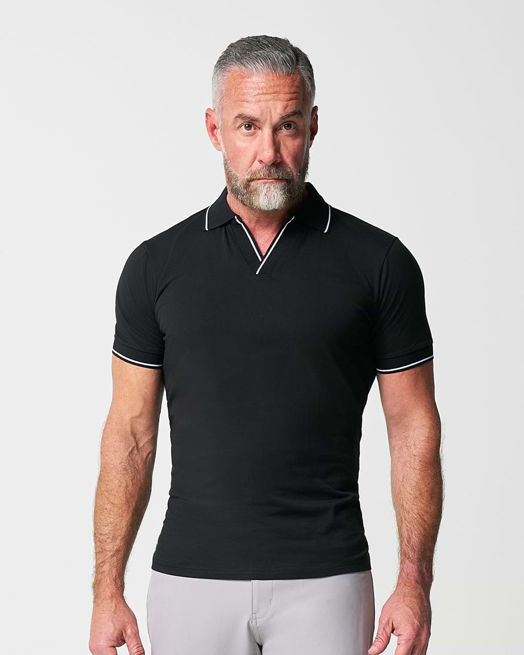 "The Gage" Black with White Tipped Polo