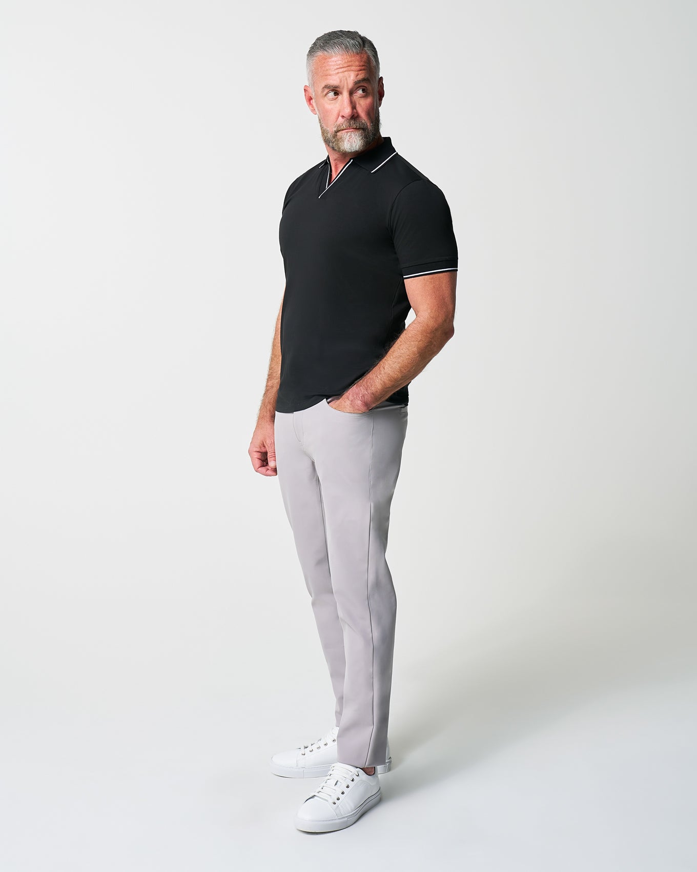 "The Gage" Black with White Tipped Polo