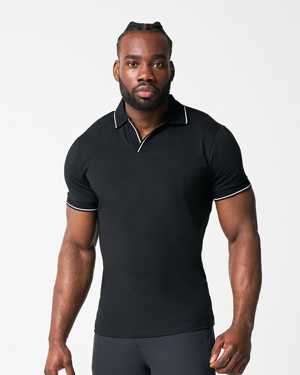 "The Gage" Black with White Tipped Polo