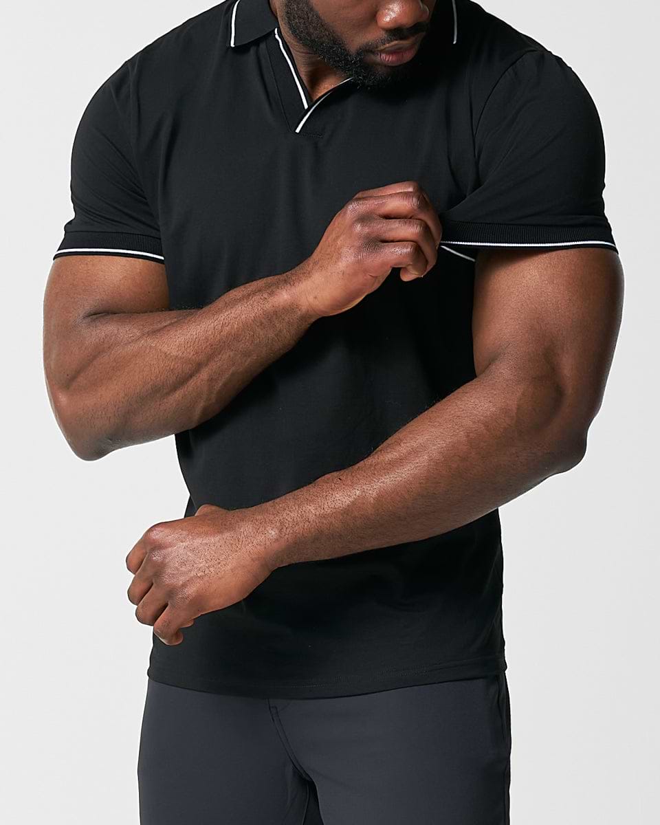 "The Gage" Black with White Tipped Polo